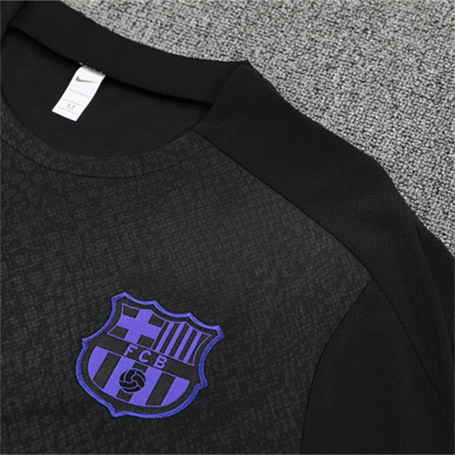 TKH-turbokithub-Barcelona 25-26 X KB Kids Short-Sleeve Training Set - Black Blue Top & Black Shorts