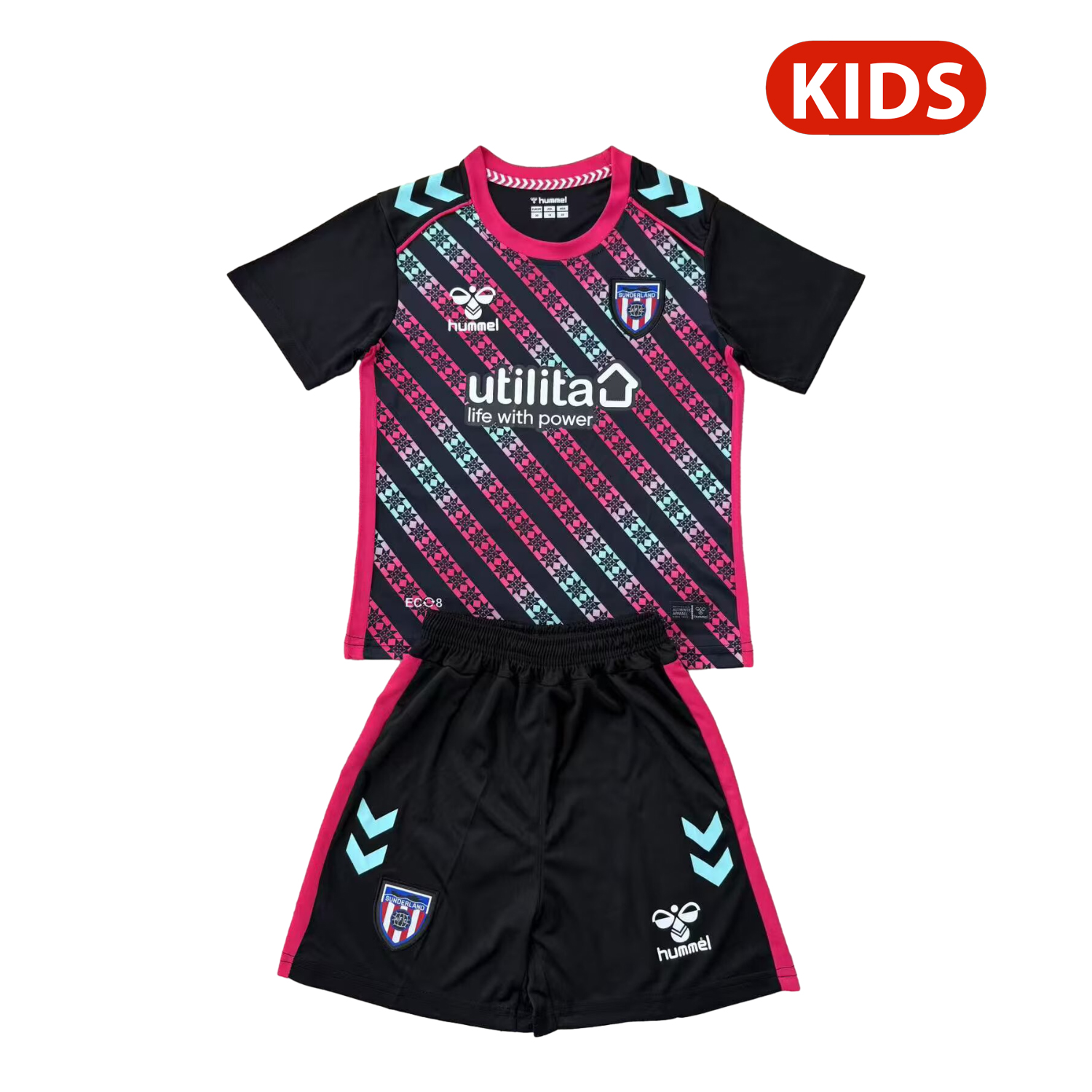 TKH-turbokithub-Sunderland 25-26 Goalkeeper Black And Pink Kids Kit