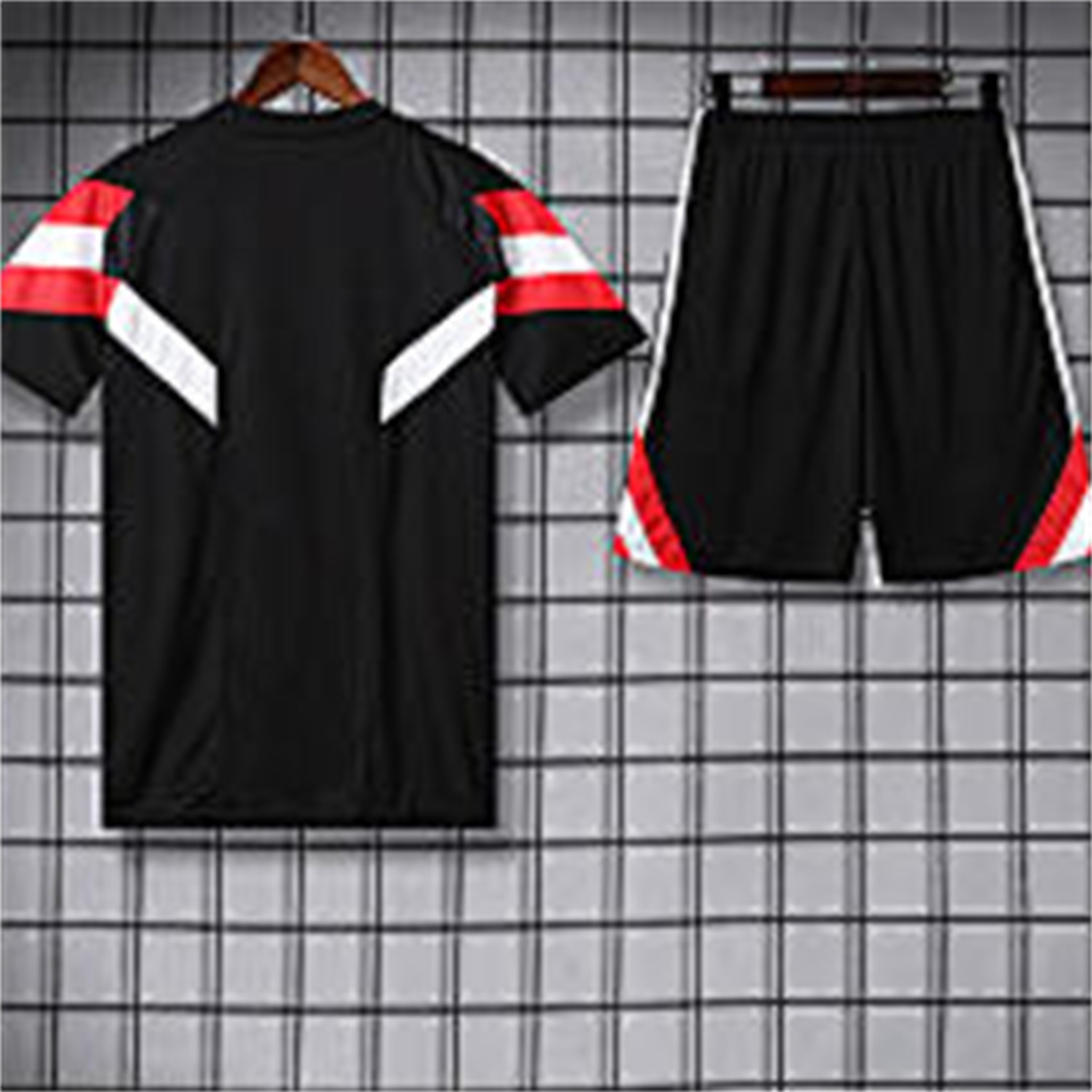 TKH-turbokithub-Manchester United 25-26 Short-Sleeve Training Set - Red Devil Black Top & Black Shorts