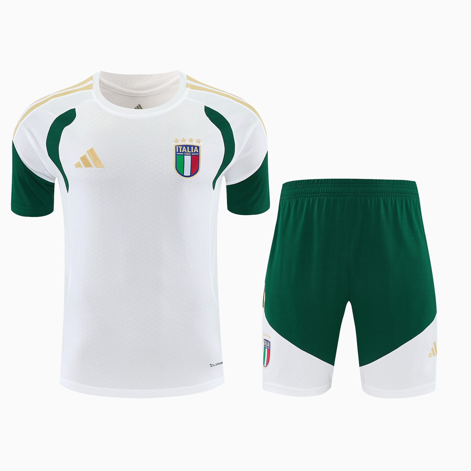 TKH-turbokithub-Italy 2026 Short-Sleeve Training Set - White With Green Accents Top & Green With White Pants