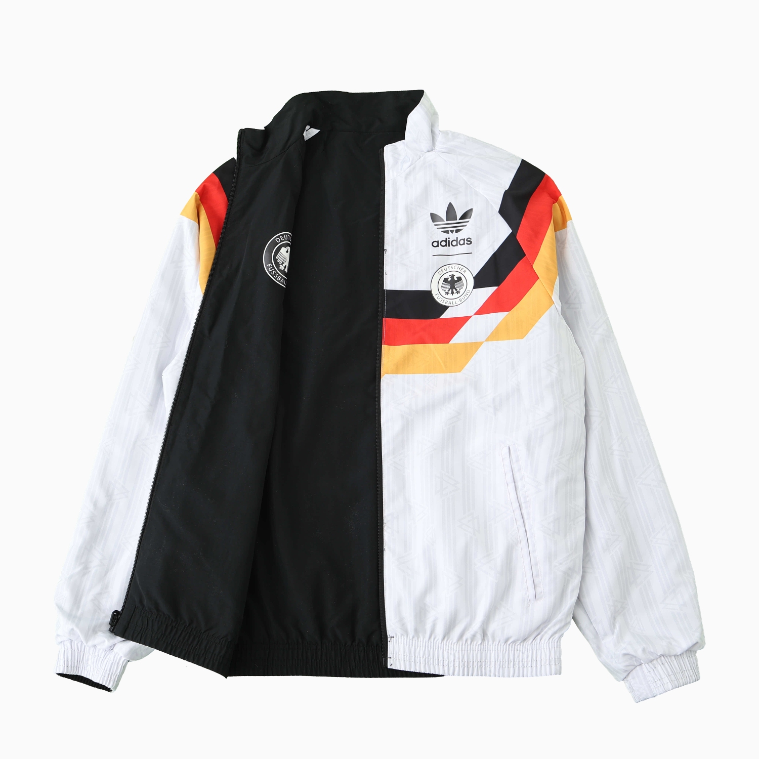TKH-turbokithub-Retro Germany 1990 Double Sided Reversible Windbreaker - White & Black