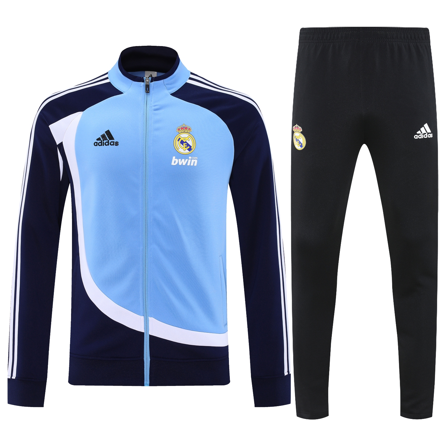 TKH-turbokithub-Real Madrid 25-26 Throwback Jacket Training Tracksuit - Blue Jackets & Black Pants