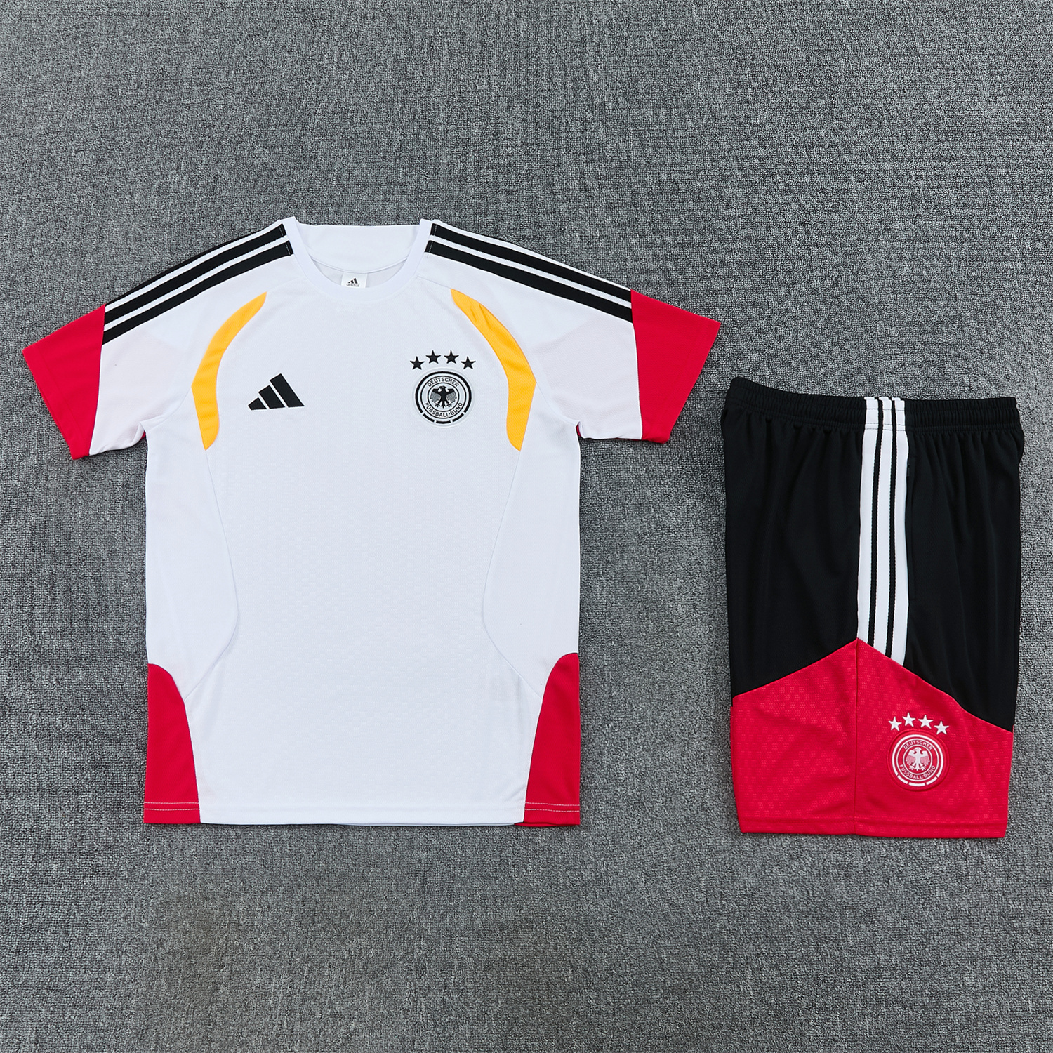 TKH-turbokithub-Germany 2026 Short-Sleeve Training Set - White Top and Black Shorts