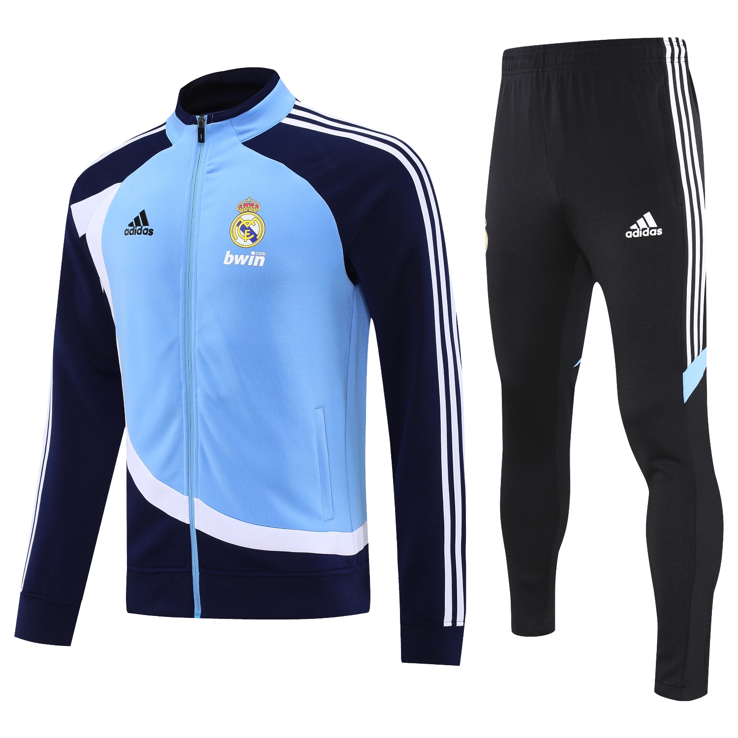 TKH-turbokithub-Real Madrid 25-26 Throwback Jacket Training Tracksuit - Blue Jackets & Black Pants