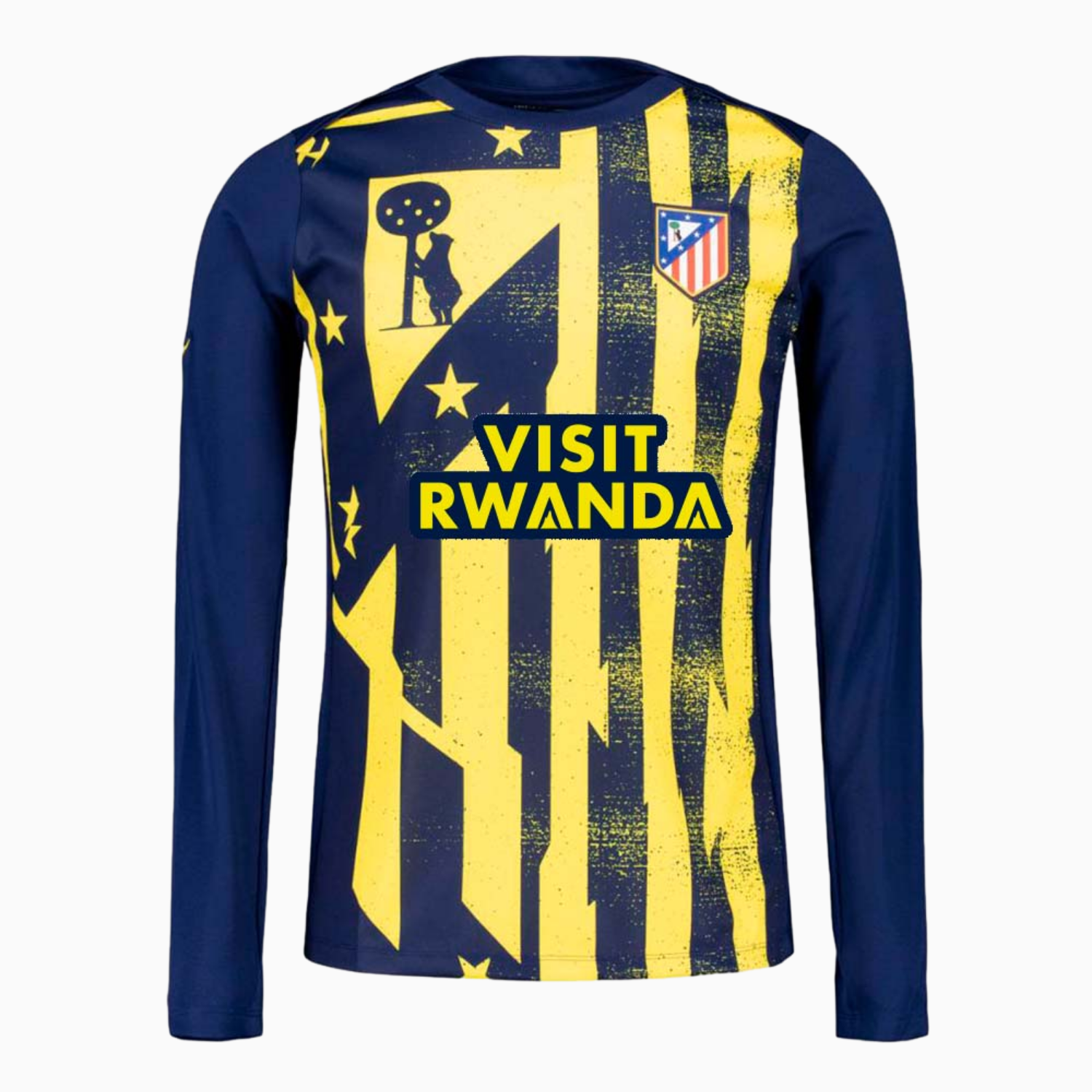 TKH-turbokithub-Atletico Madrid 25-26 Yellow Blue Stripes Pre-Match Training Long Sleeves Jersey - Fans Version
