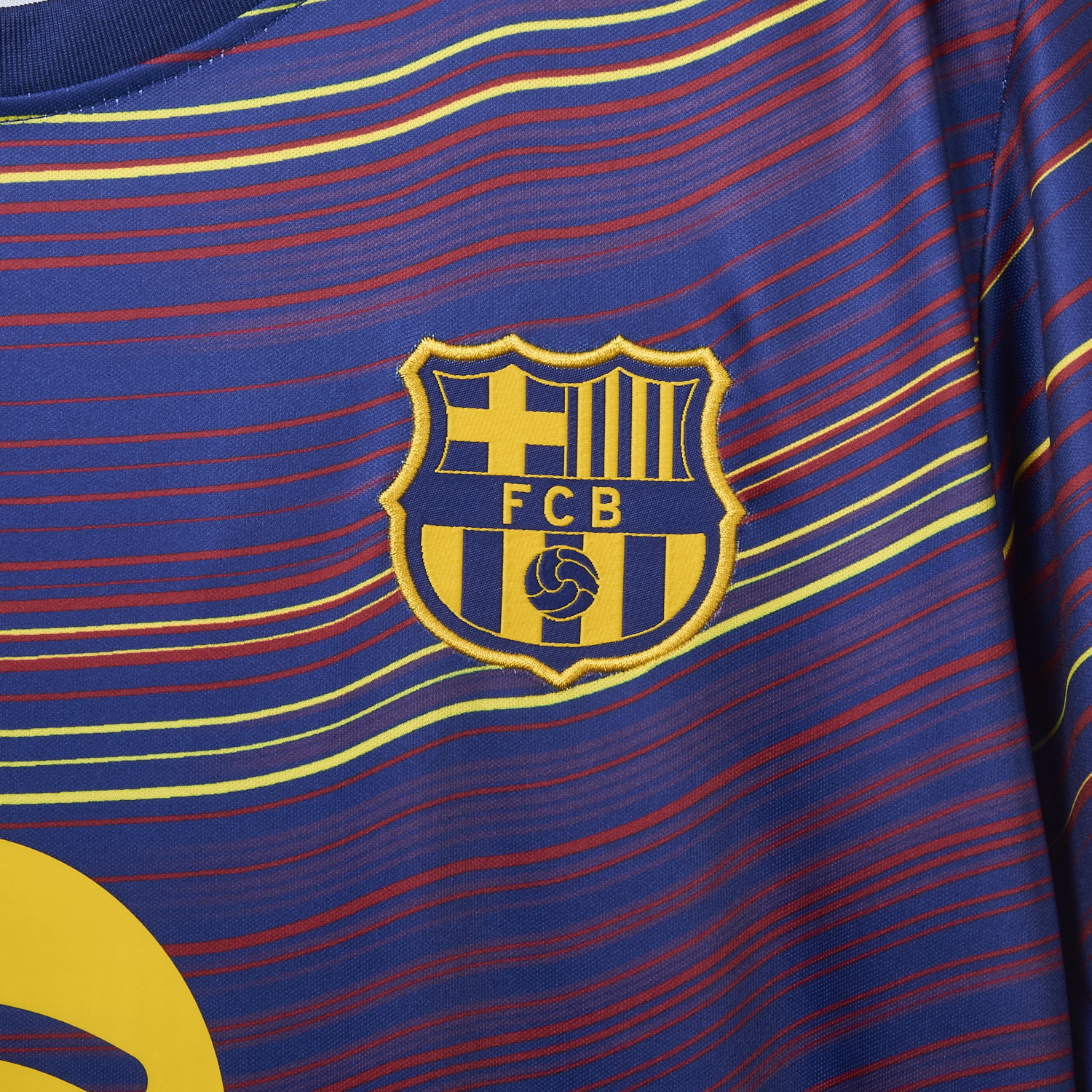 TKH-turbokithub-Barcelona 25-26 Deep Blue Pre-Match Training Jersey with Colorful Lines - Fans Version