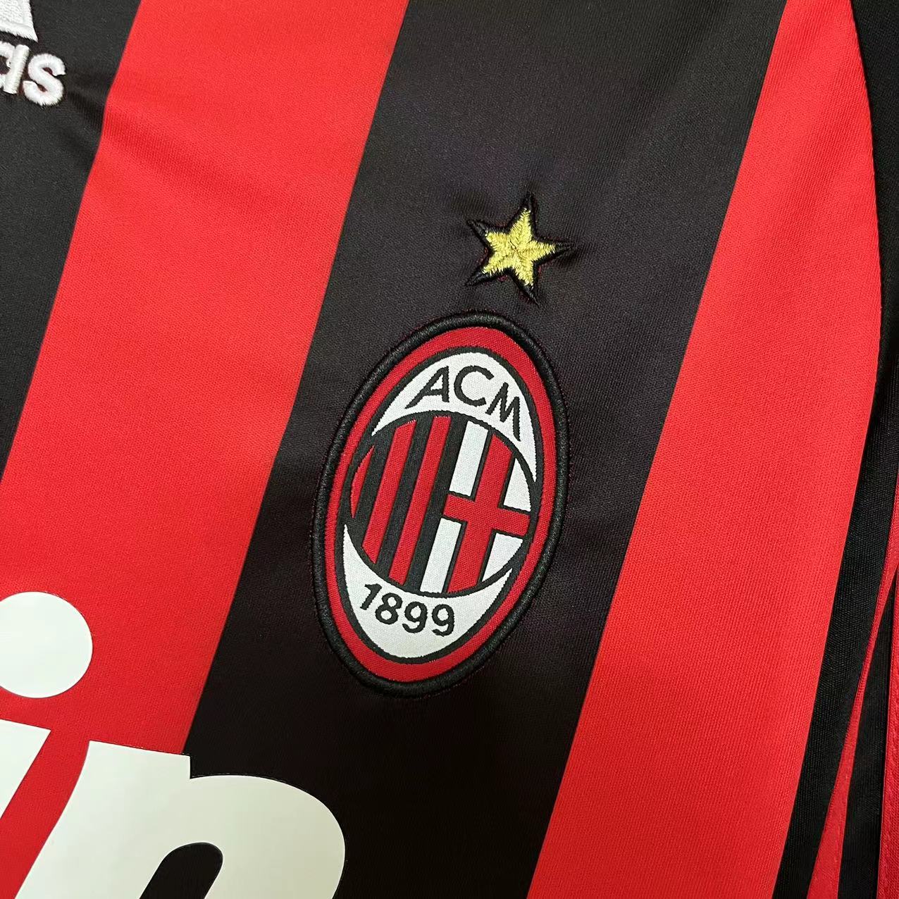 TKH-turbokithub-Retro AC Milan 2008-09 Home Long Sleeve Jersey