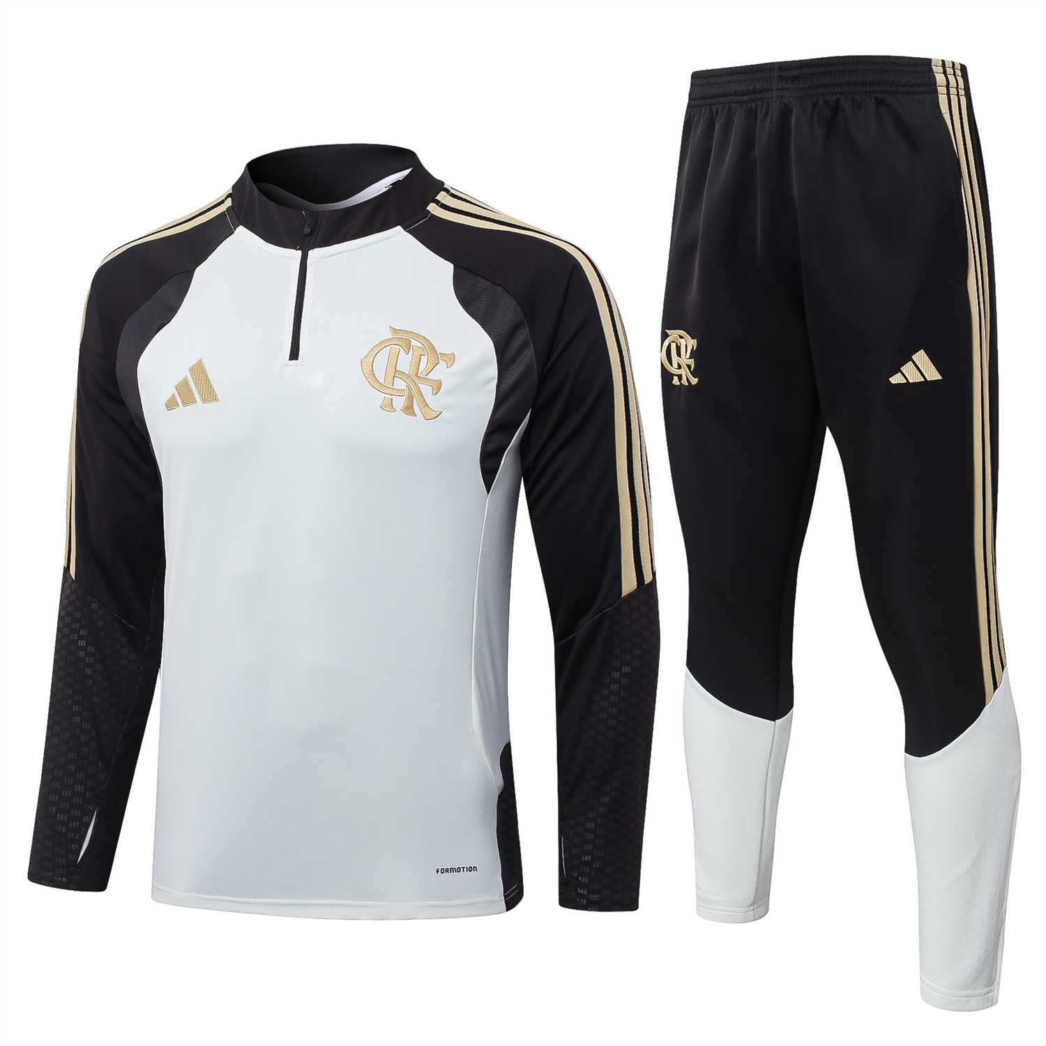TKH-turbokithub-Flamengo 2026 Long Sleeve Training Set - White Top & Black Pants