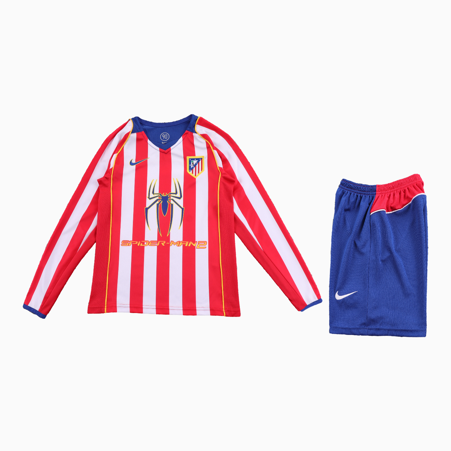 TKH-turbokithub-Retro Atletico Madrid 2004-05 Home S.p.i.d.e.r M.a.n Special Long Sleeves Kids Kit