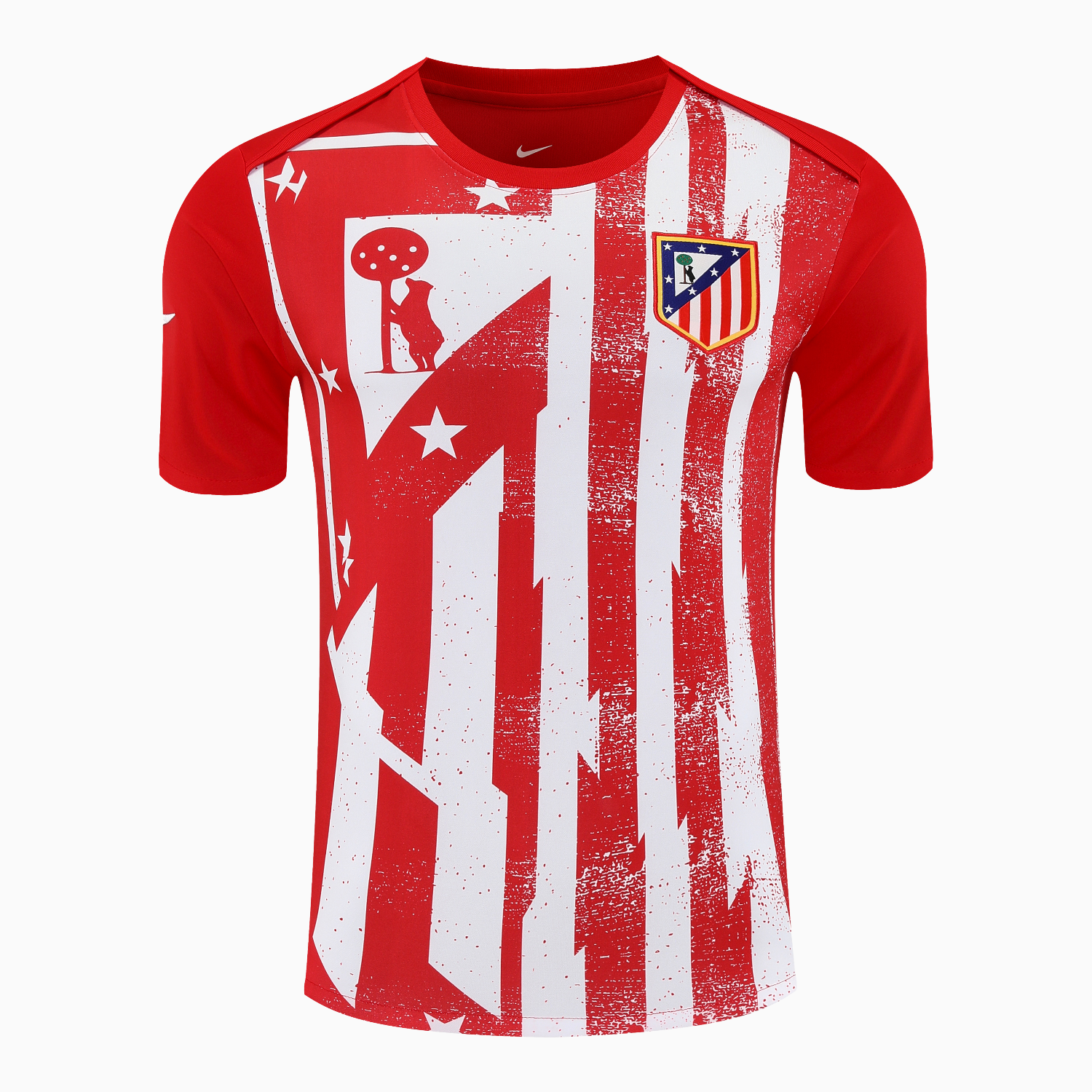 TKH-turbokithub-Atletico Madrid Short-Sleeve Training Set - Red White Top & Blue Shorts