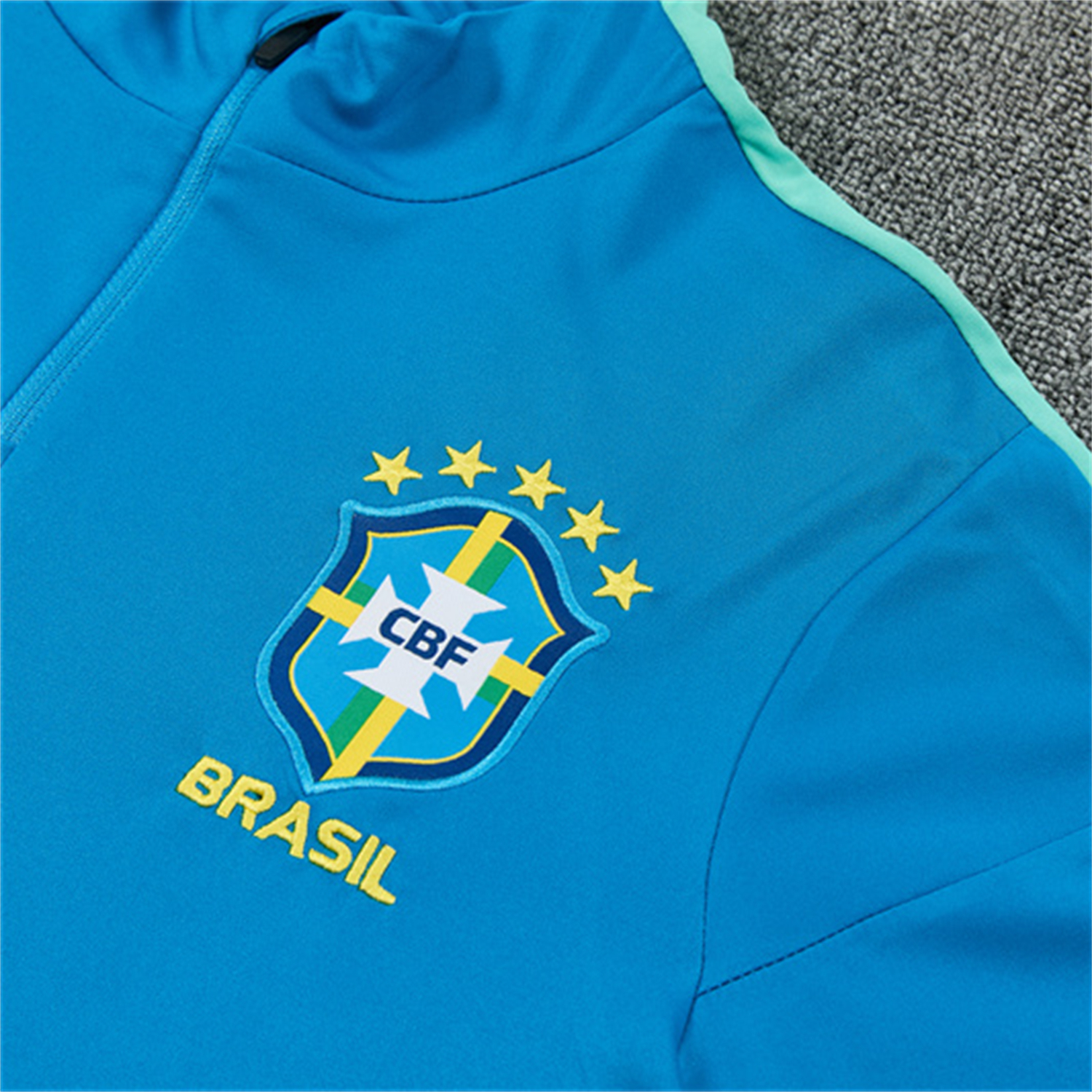 TKH-turbokithub-Brazil 2026 Kids Long Sleeve Training Set - Sky Blue Top & Dark Green Pants