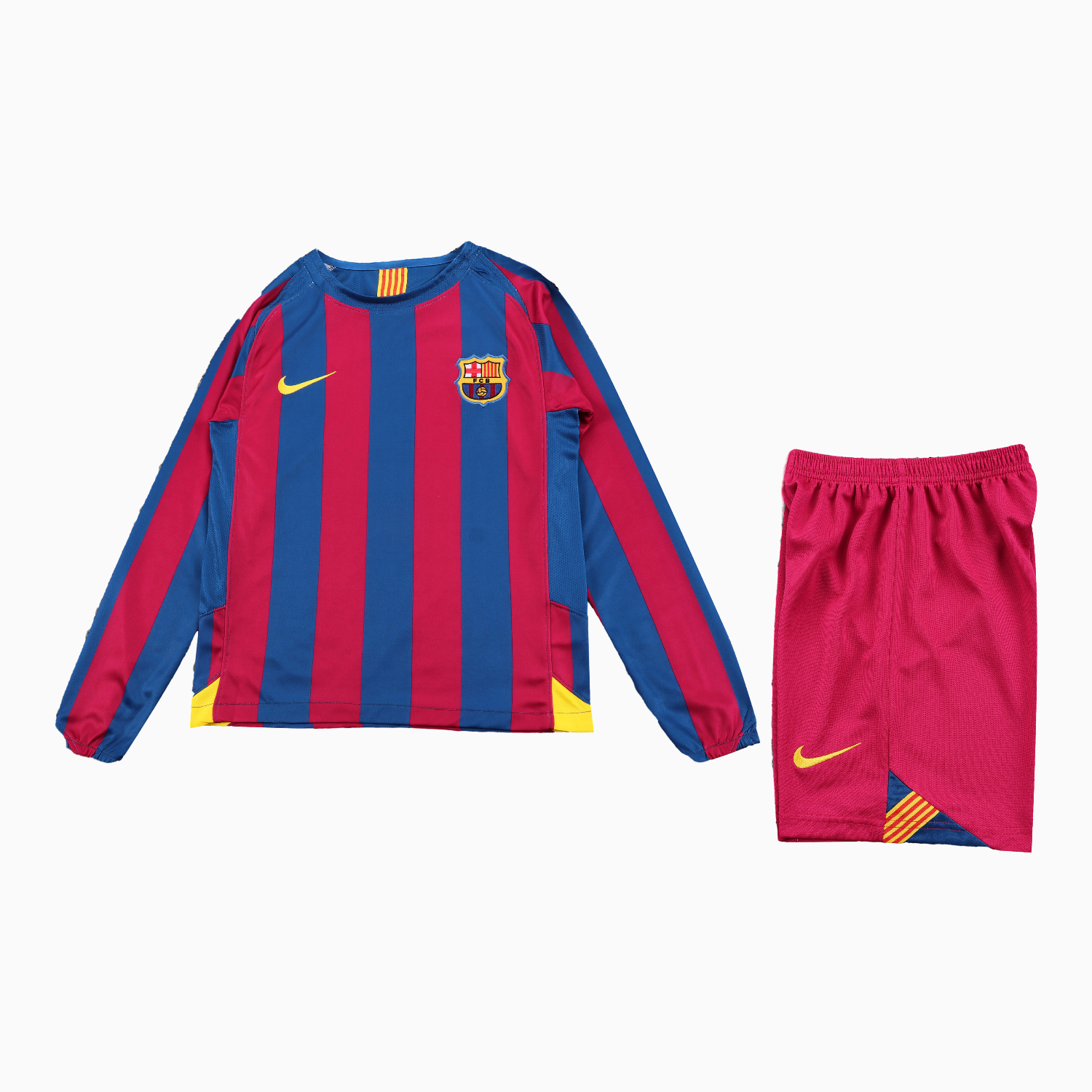 TKH-turbokithub-Retro Barcelona 2005-06 Home Long Sleeve Kids Kit