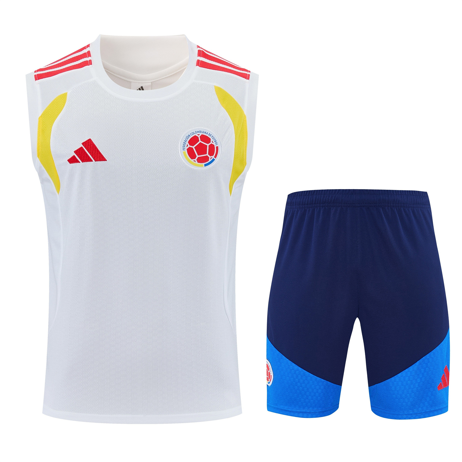 TKH-turbokithub-Colombia 2026 Vest Training Set - White Vest and Blue Shorts