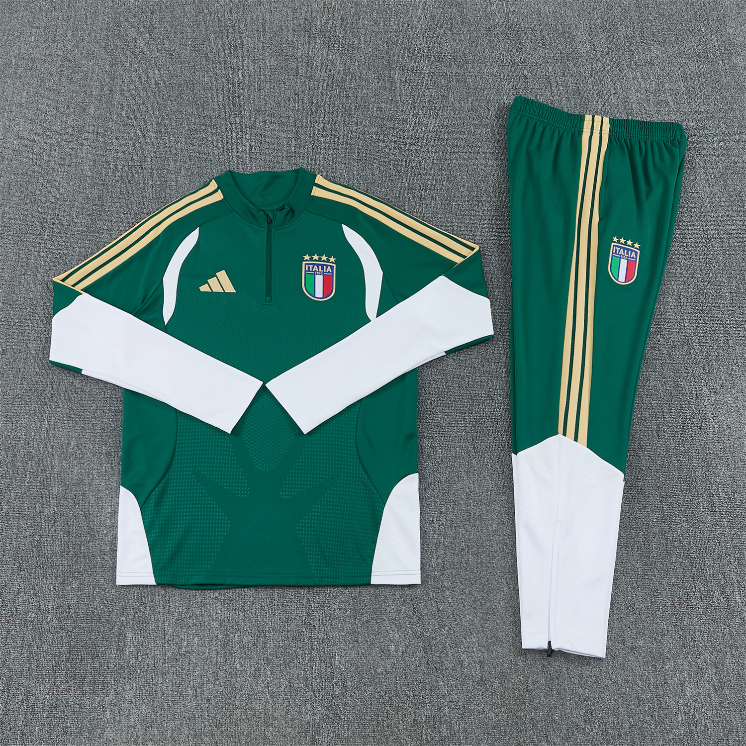 TKH-turbokithub-Italy 2026 Long Sleeve Training Set - Green With White Top & Pants