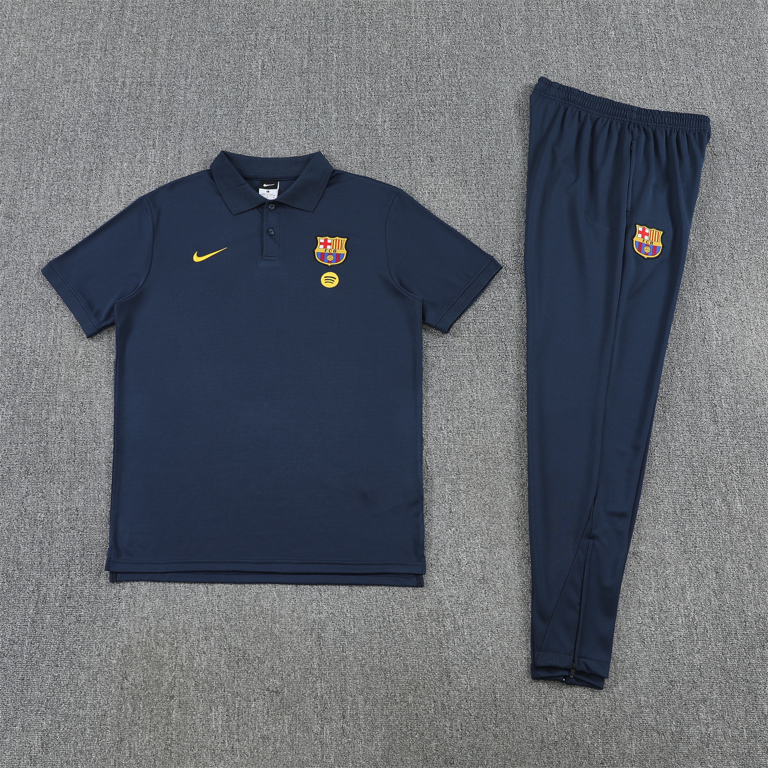 TKH-turbokithub-Barcelona 25-26 POLO Short-Sleeve Training Set - Dark Blue Top and Pants