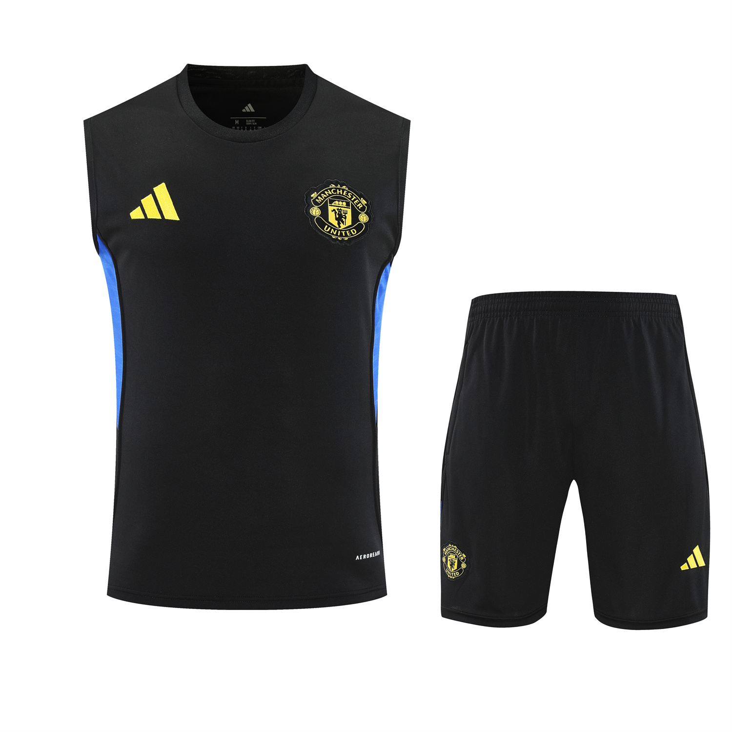 TKH-turbokithub-Manchester United 25-26 Vest Training Set - Black And Light Grey Vest & Black Shorts