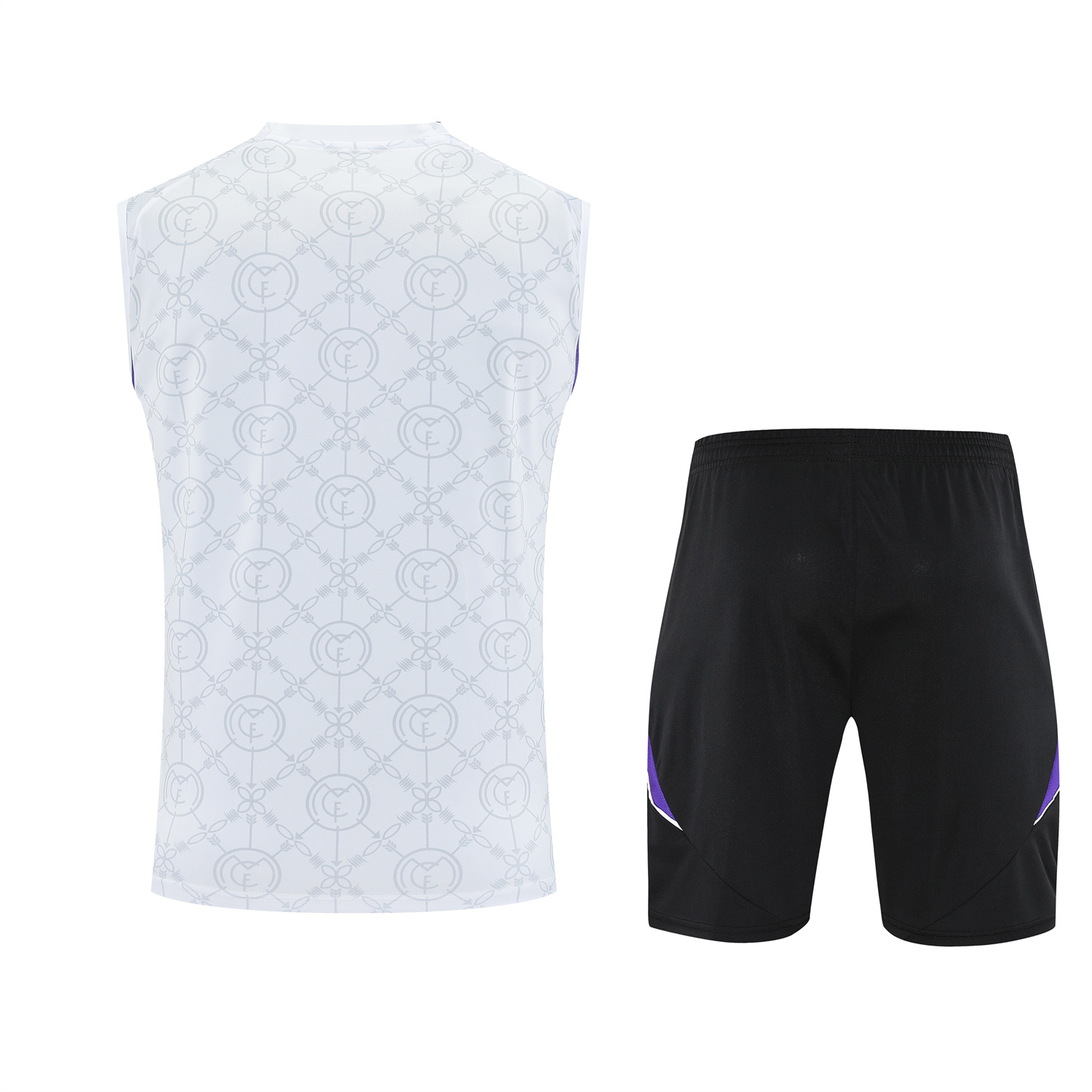 TKH-turbokithub-Real Madrid 25-26 Vest Training Set - Blue Edge White Vest & Black Shorts