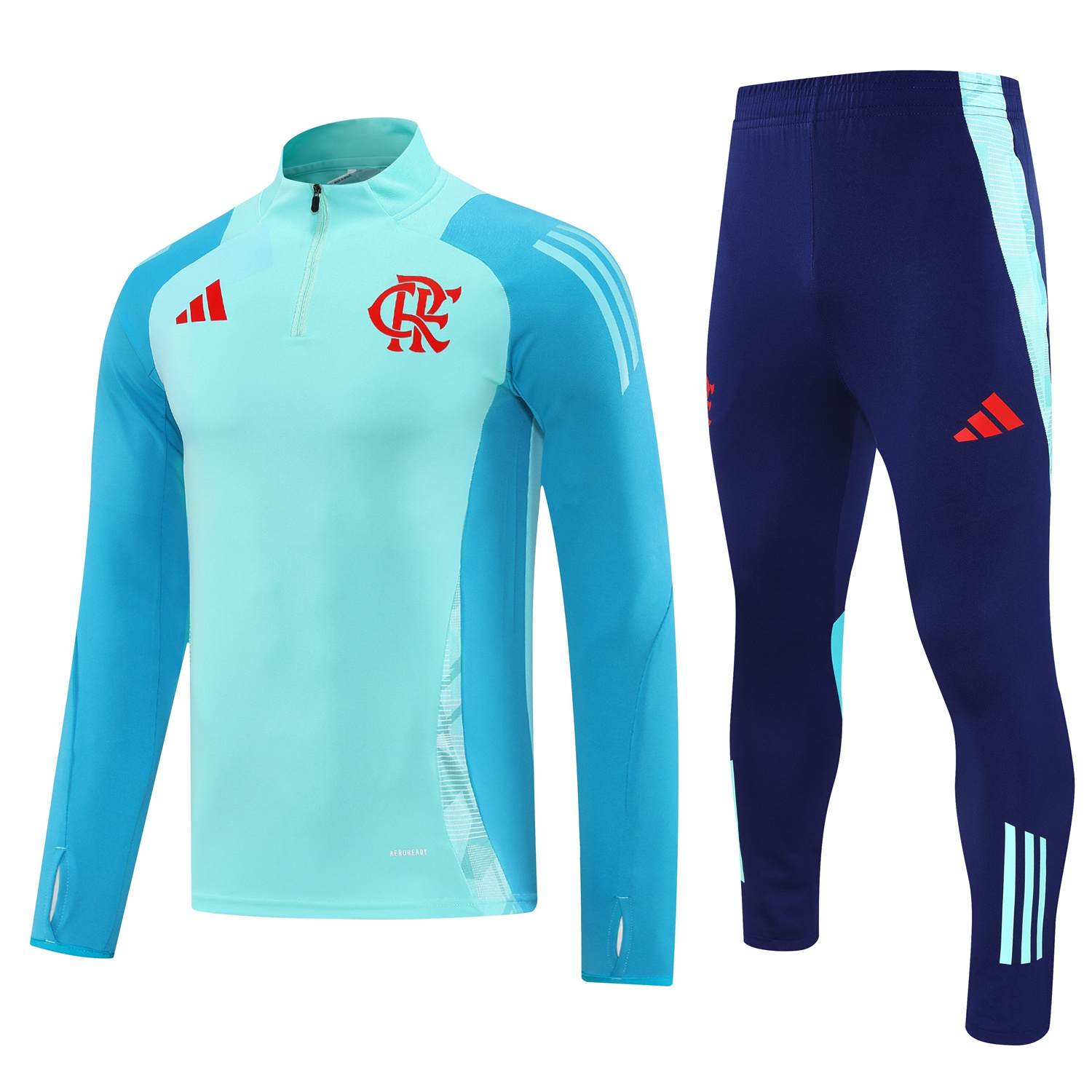 TKH-turbokithub-Flamengo 25-26 Long Sleeve Training Set - Light Blue Top & Deep Blue Pants