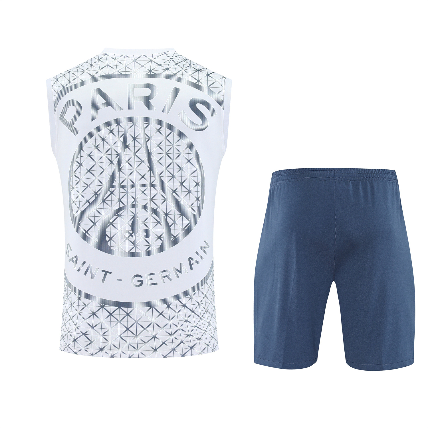 TKH-turbokithub-Paris Saint-Germain PSG 25-26 Vest Training Set - White Vest & Deep Blue Shorts
