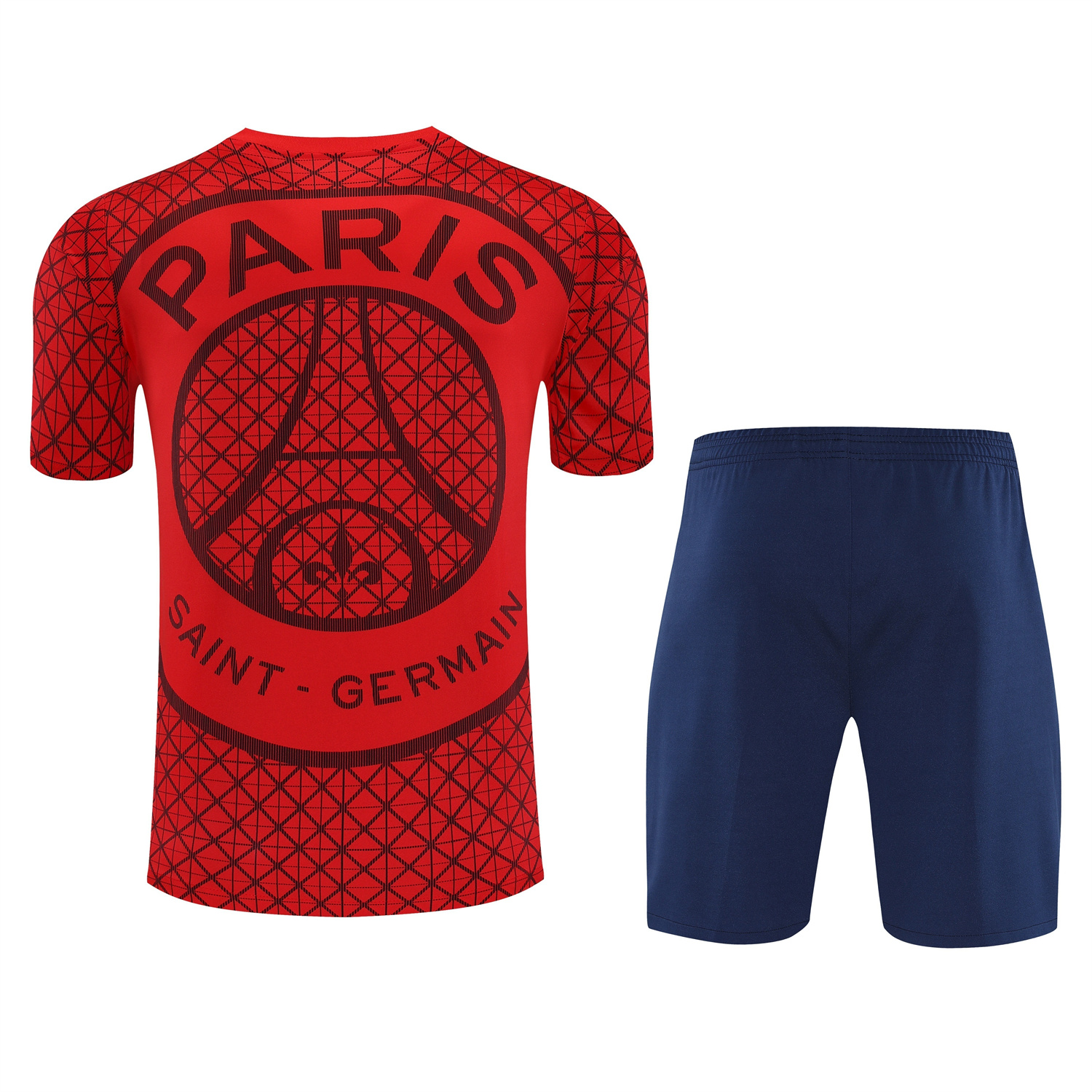 TKH-turbokithub-Paris Saint-Germain PSG 25-26 Short-Sleeve Training Set - Red Top & Deep Blue Shorts