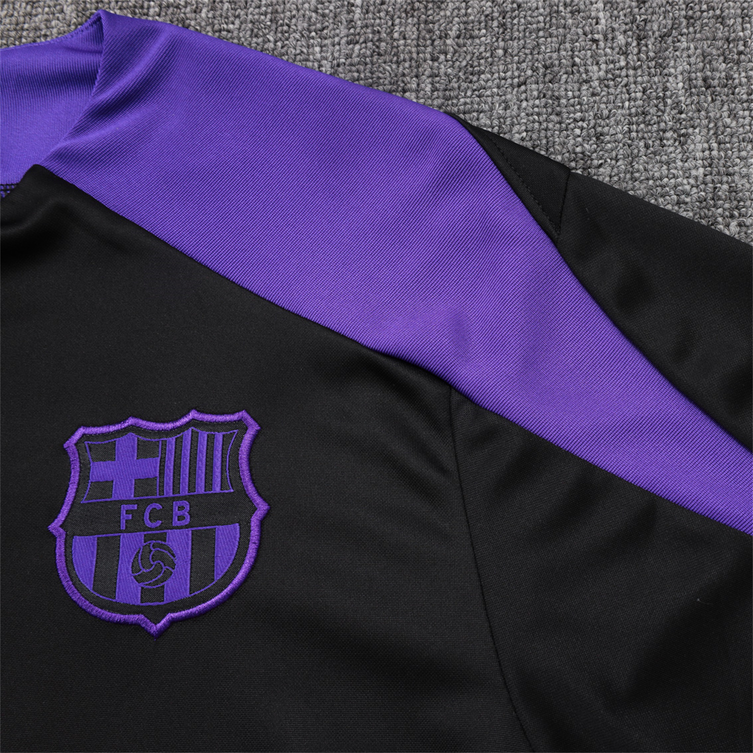 TKH-turbokithub-Barcelona X KB 25-26 Long Sleeve Training Set - Black Top with Purple Badge and Black Pants