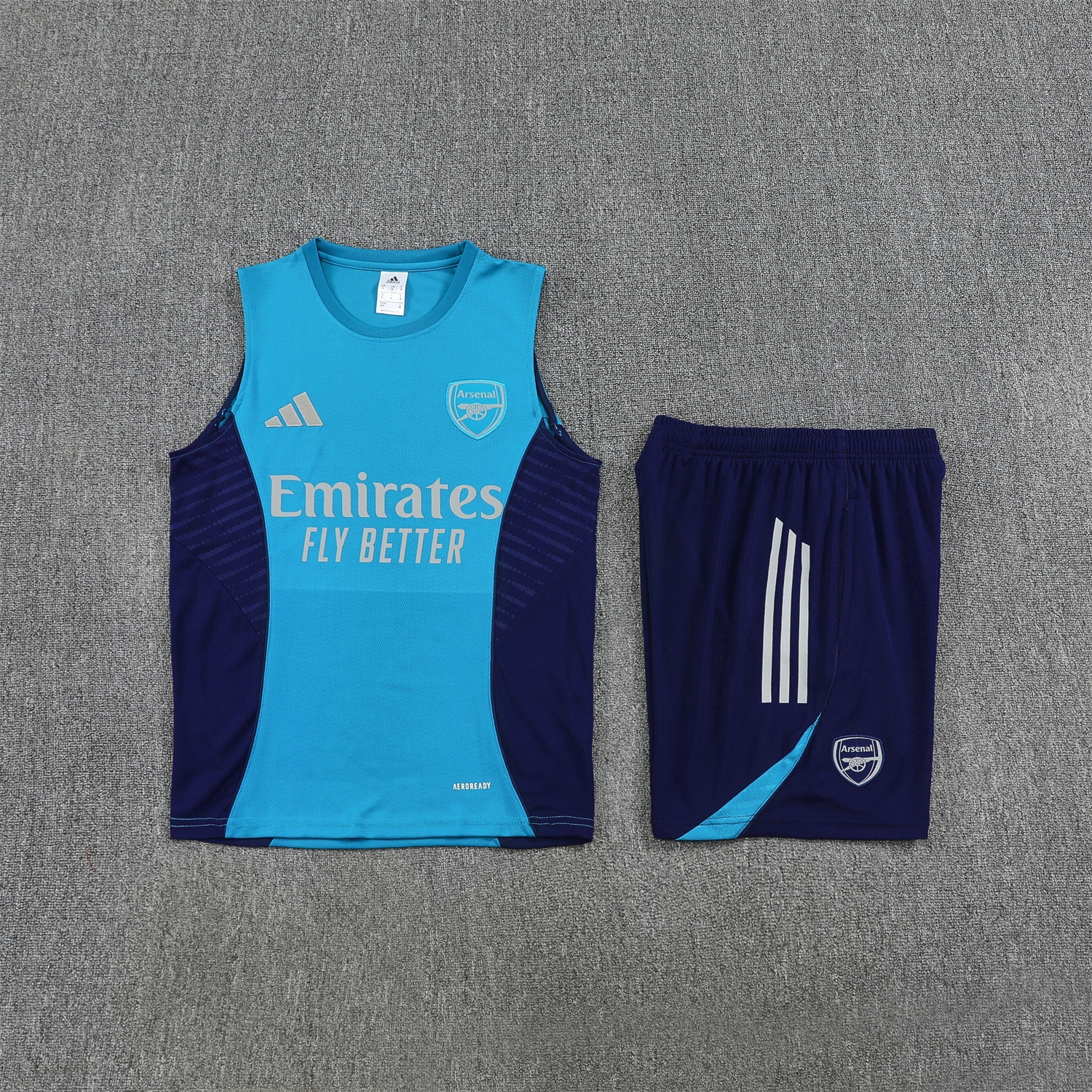 TKH-turbokithub-Arsenal 25-26 Vest Training Set - Light Blue Top & Royal Blue Shorts