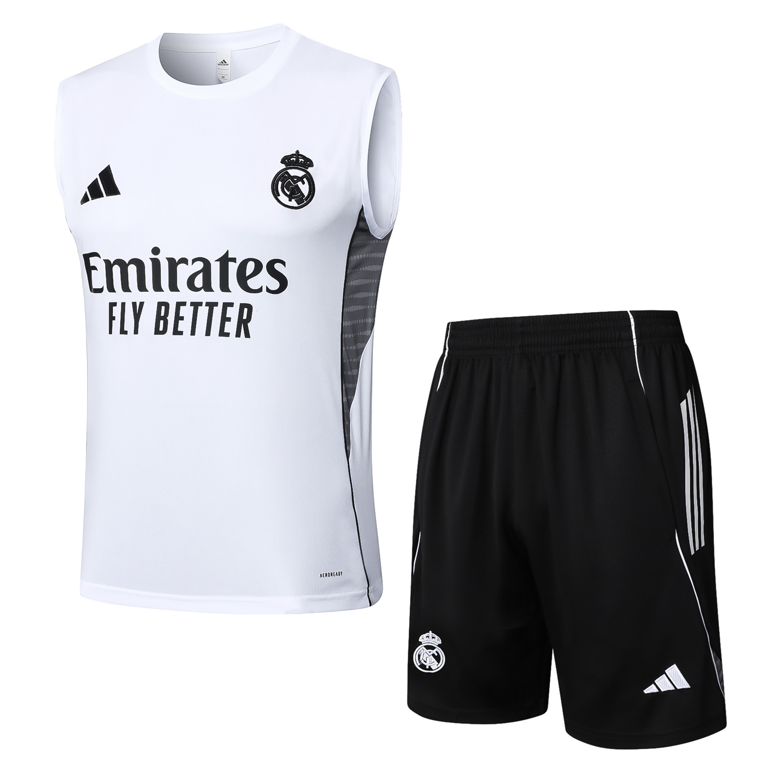 TKH-turbokithub-Real Madrid 25-26 Vest Training Set - White Vest and Black Shorts