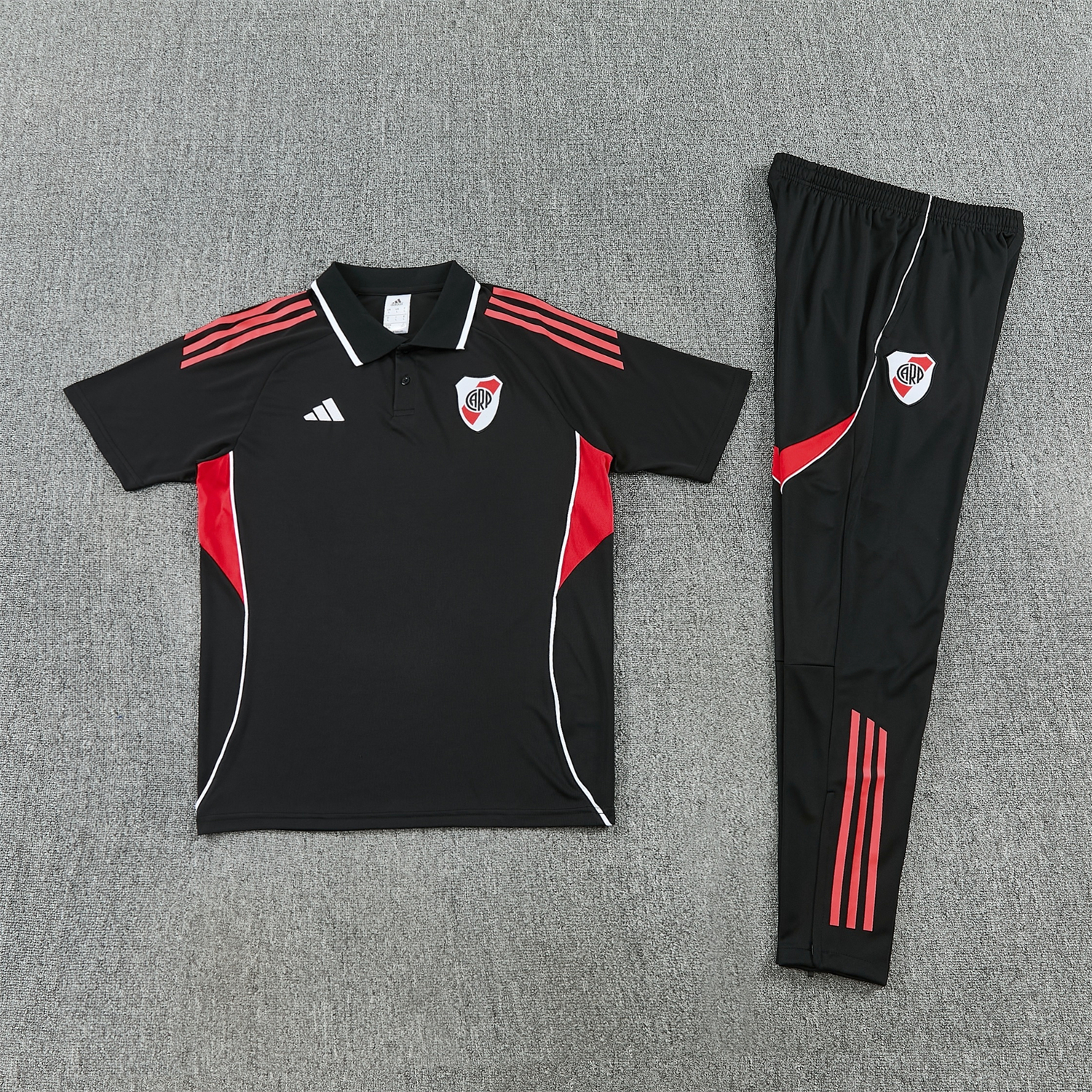 TKH-turbokithub-River Plate 25-26 POLO Short-Sleeve Training Set - Black Top and Black Pants