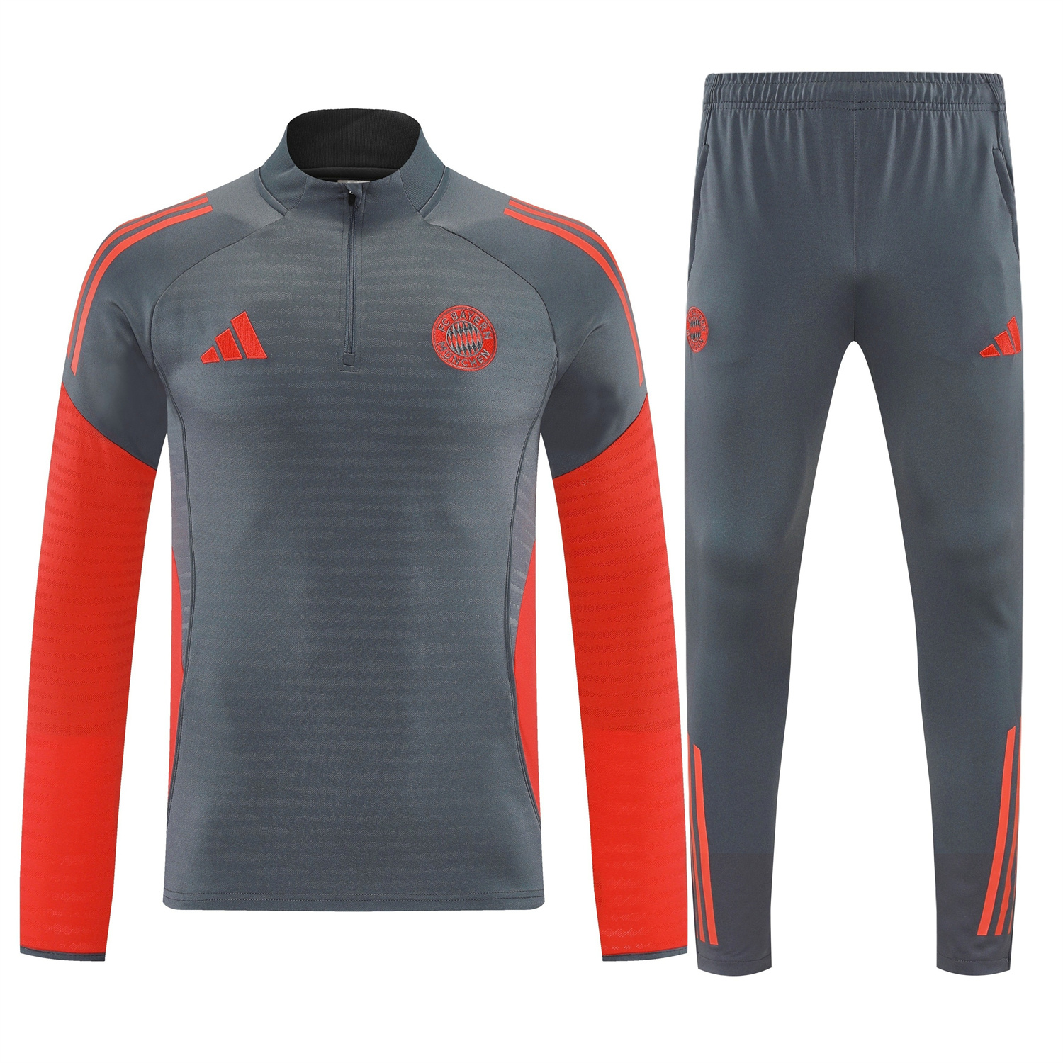 TKH-turbokithub-Bayern Munich 25-26 Long Sleeves Training Set - Dark Grey And Red Top & Pants