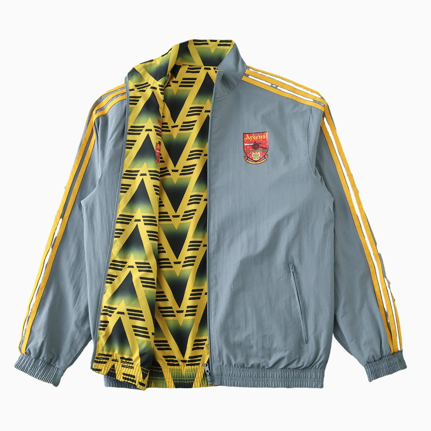 TKH-turbokithub-Retro Arsenal 1991-93 Away Double Sided Reversible Windbreaker - Yellow & Grey