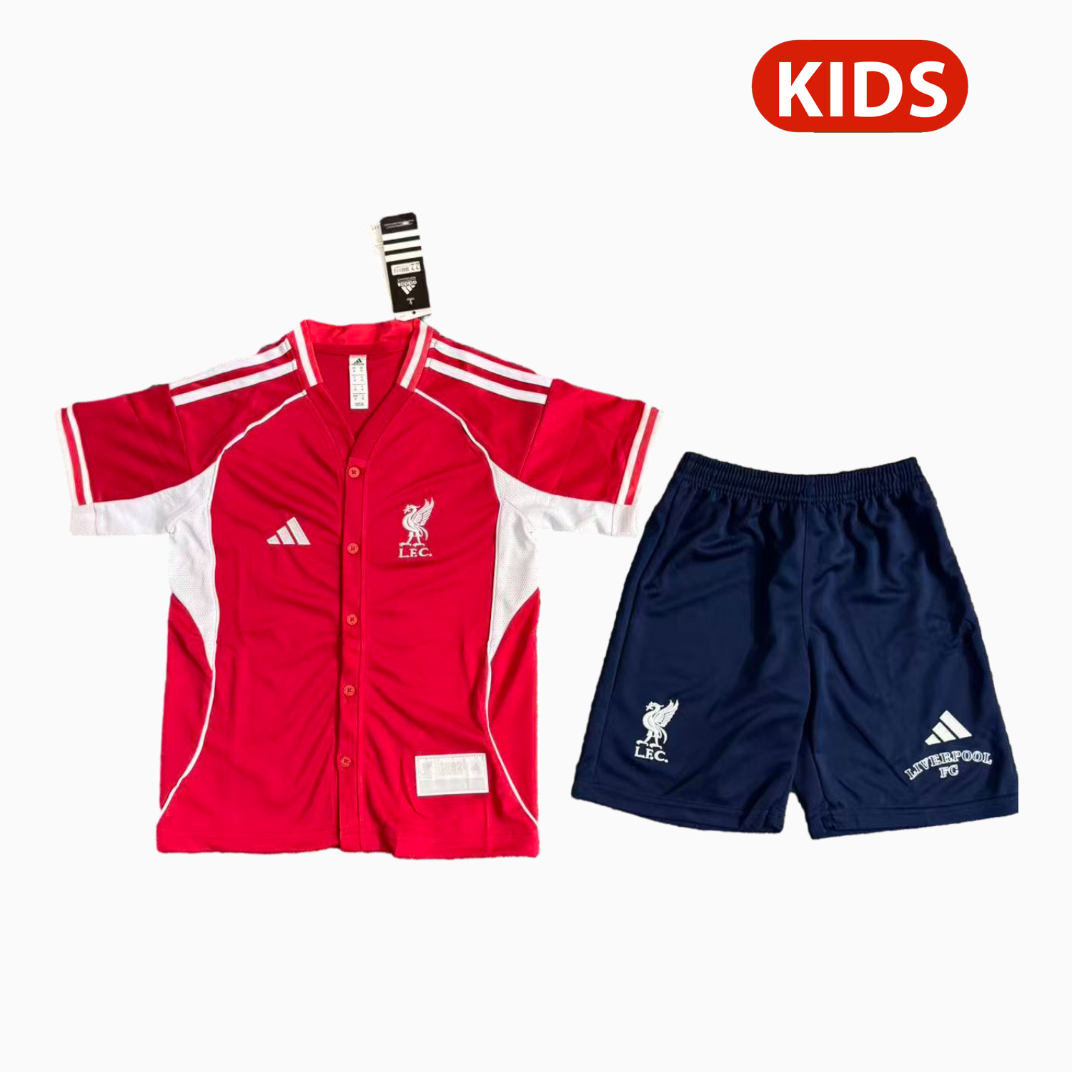 TKH-turbokithub-Liver.pool 25-26 Red With White Lines Baseball Kids Kit