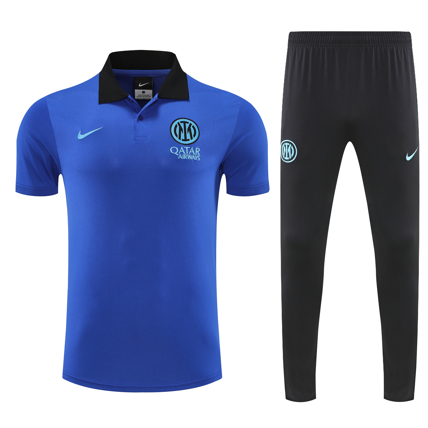 TKH-turbokithub-Inter Milan 25-26 POLO Short-Sleeve Training Set - Ocean Blue Top and Black Pants