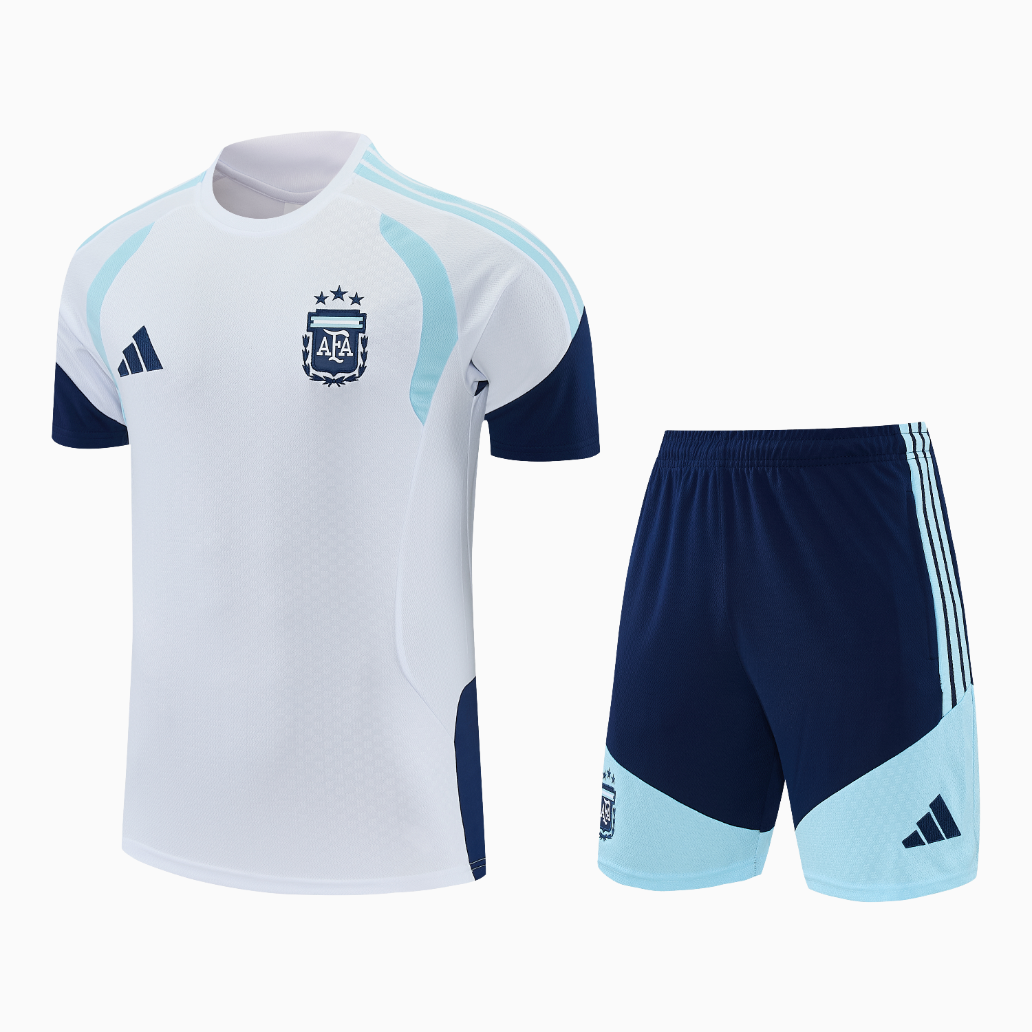 TKH-turbokithub-Argentina 2026 Short-Sleeve Training Set - White Top and Dark Blue Shorts