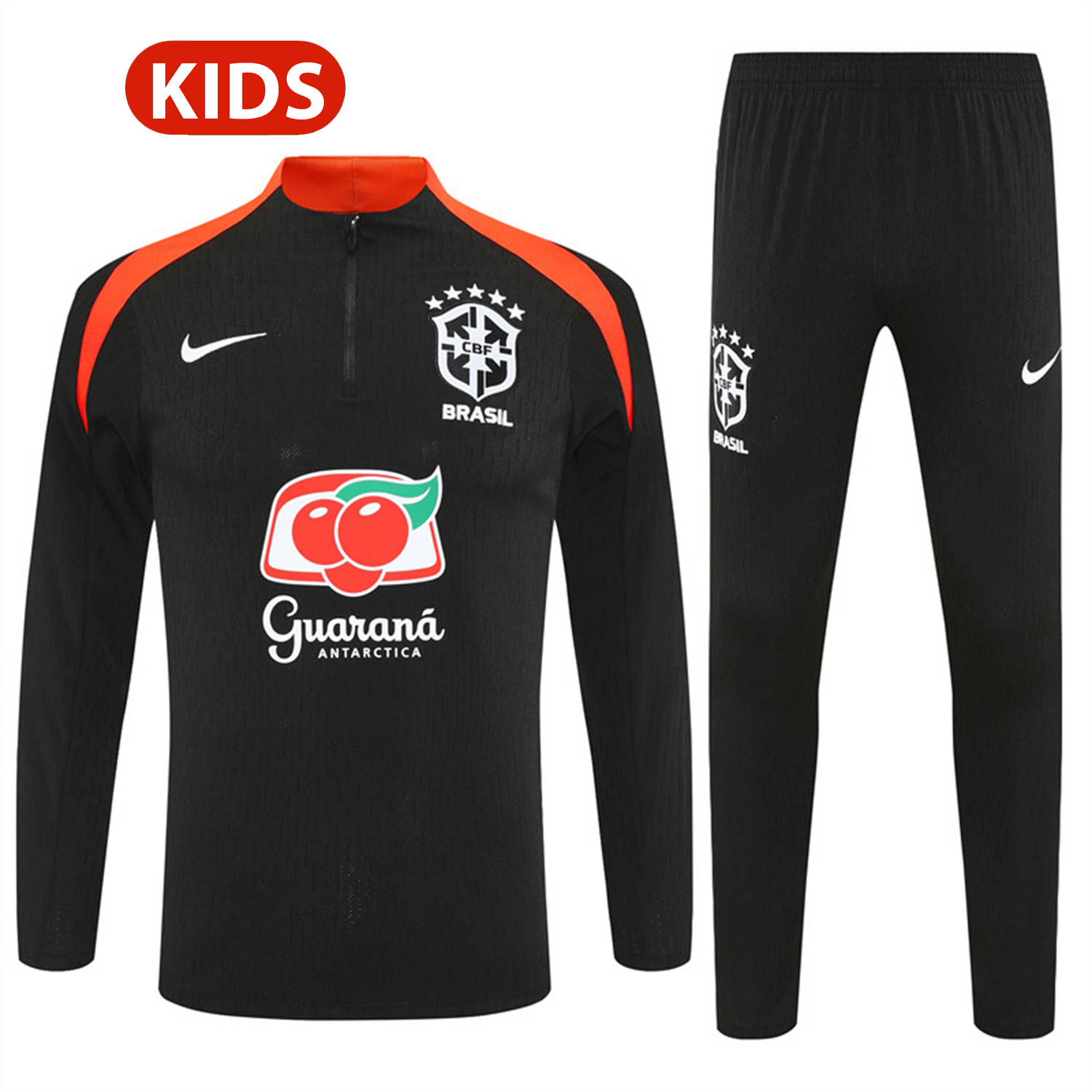 TKH-turbokithub-Brazil 25-26 Kids Long Sleeve Training Set - Player Version - Black Top and Pants
