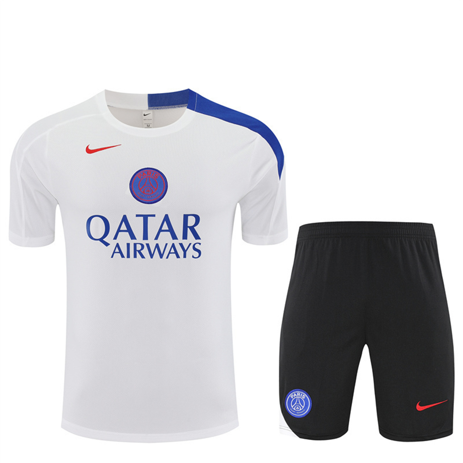 TKH-turbokithub-Paris Saint-Germain PSG 25-26 Short-Sleeve Training Set - White Top & Black Shorts