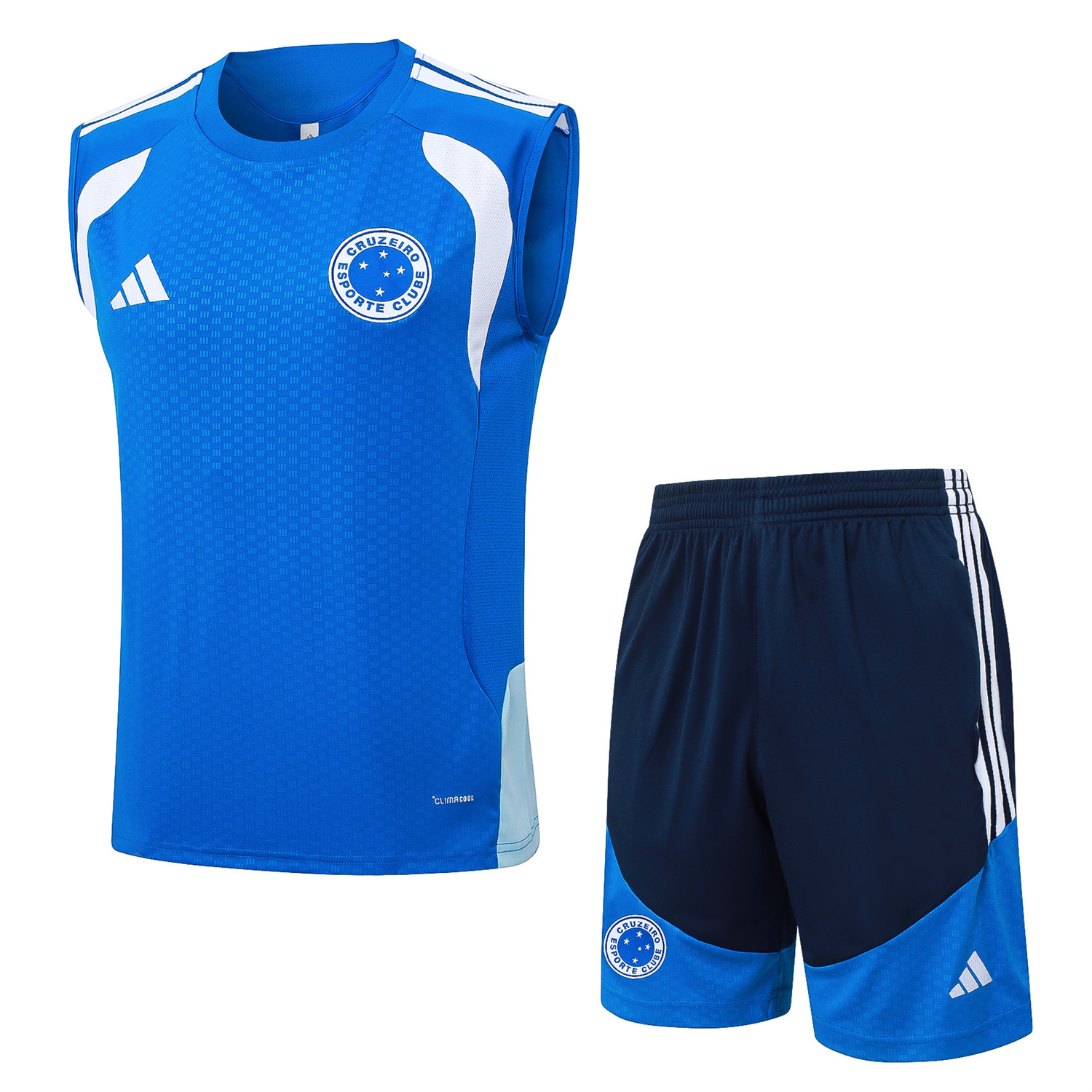 TKH-turbokithub-Cruzeiro 25-26 Vest Training Set - Ocean Blue Vest and Dark Blue Shorts