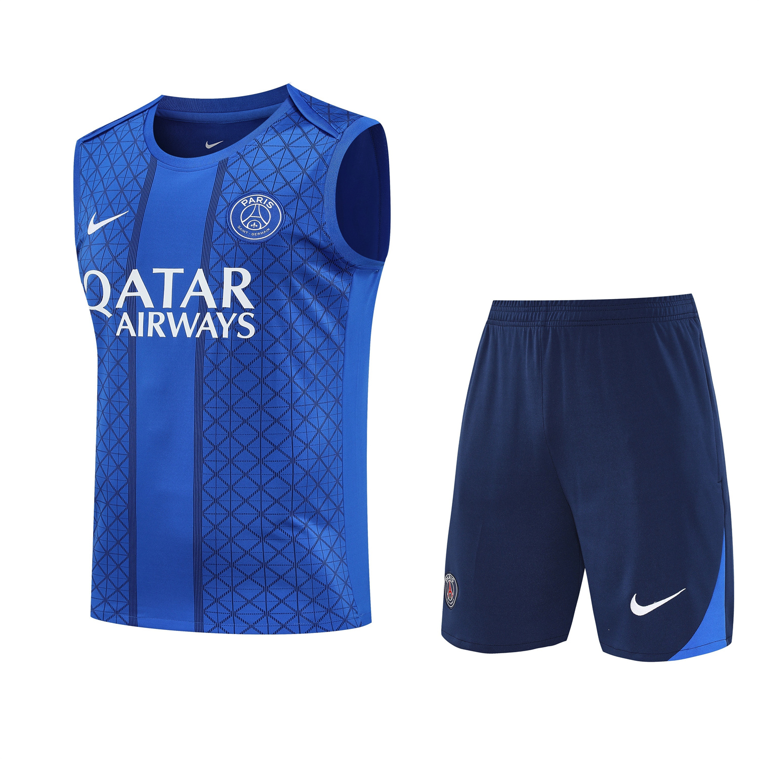 TKH-turbokithub-Paris Saint-Germain PSG 25-26 Vest Training Set - Ocean Blue Vest & Deep Blue Shorts