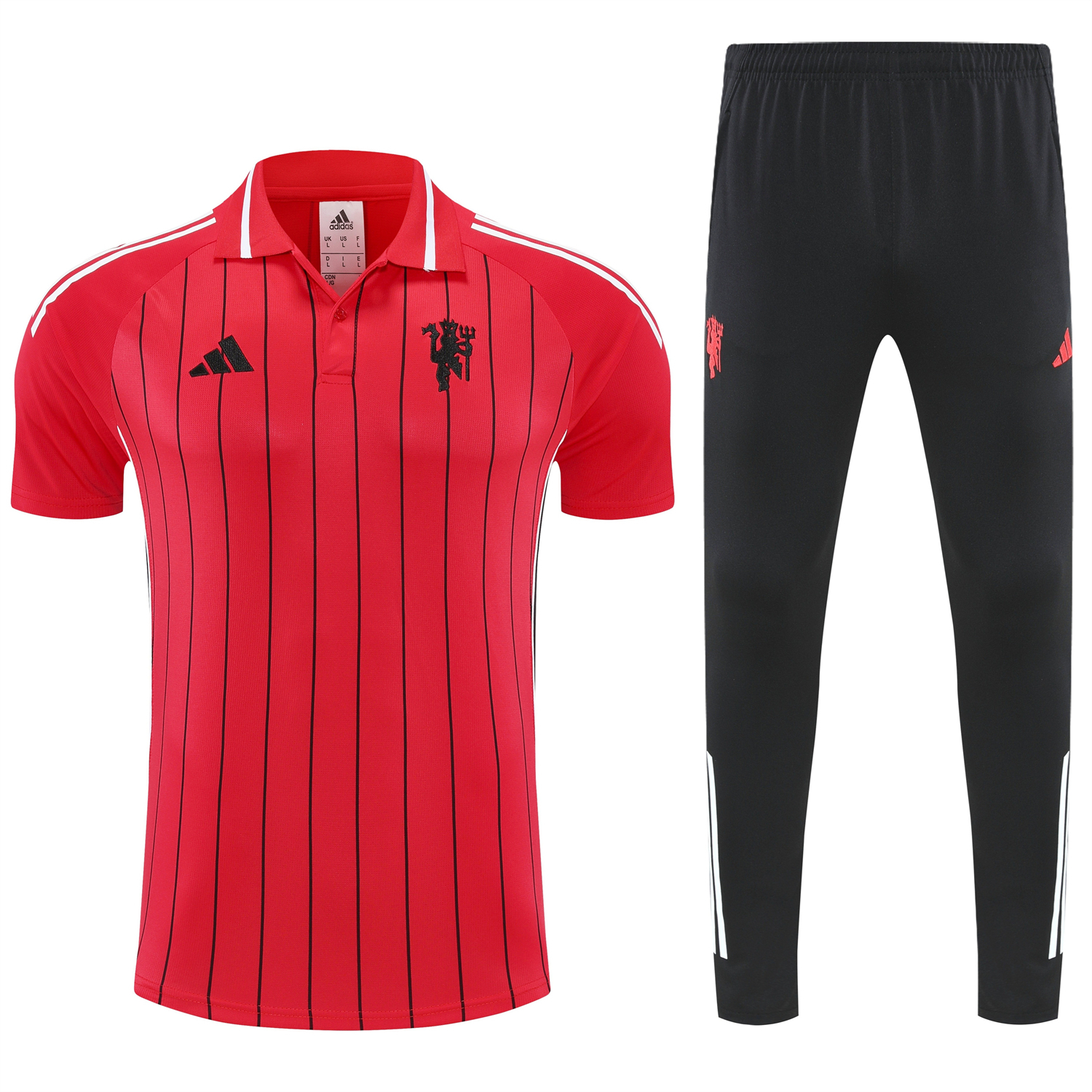 TKH-turbokithub-Manchester United 25-26 POLO Short-Sleeve Training Set - Red Top and Black Pants