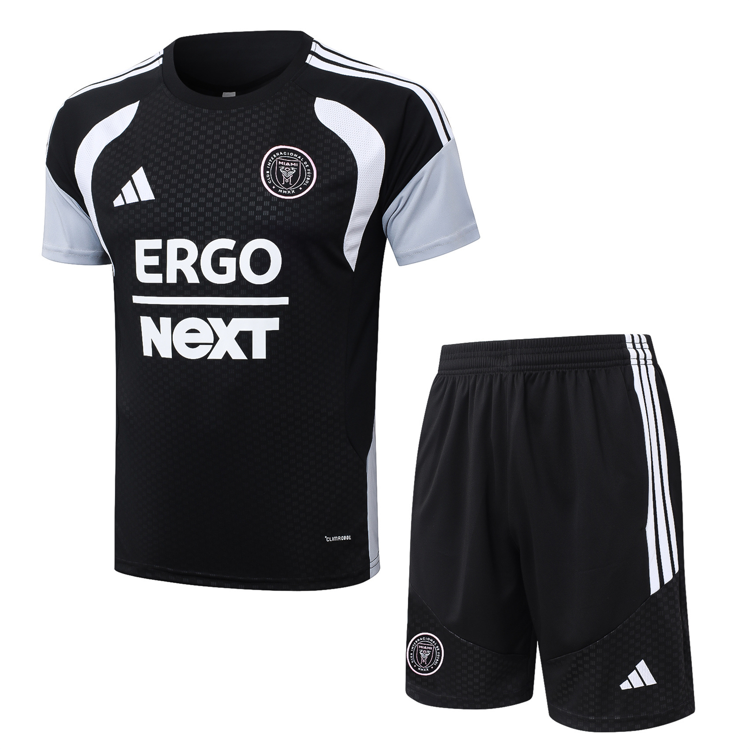 TKH-turbokithub-INT M.A.M 26-27 Short-Sleeve Training Set - Black With White Top & Pink Shorts