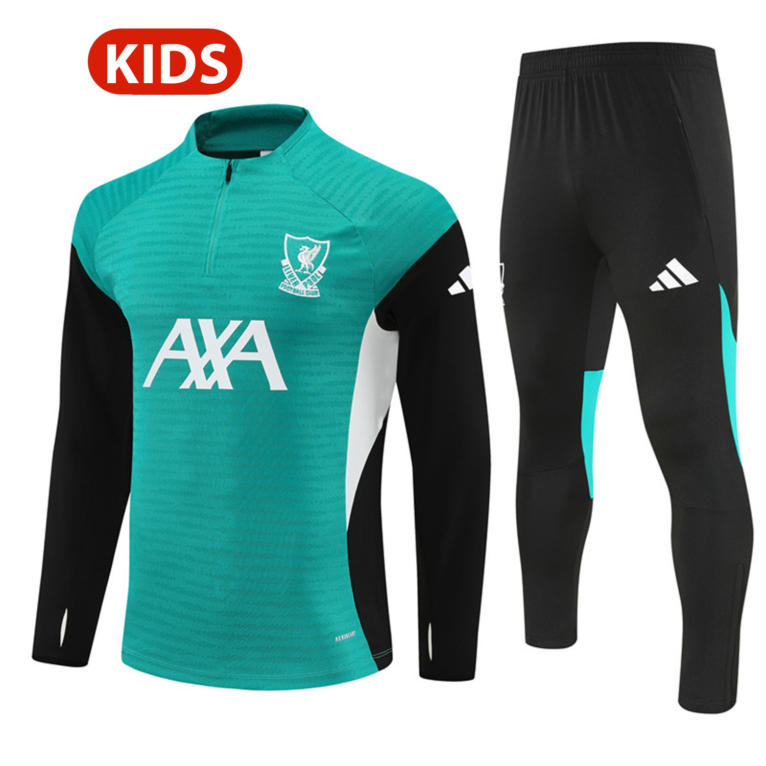 TKH-turbokithub-Liver.pool 25-26 Kids Long Sleeve Training Set - Player Version - Green Top and Black Pants