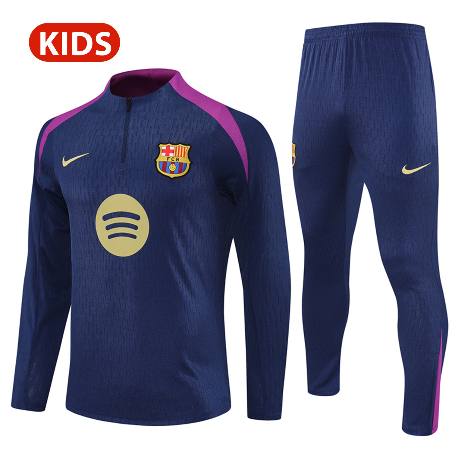 TKH-turbokithub-Barcelona 25-26 Kid Long Sleeves Training Set - Royal Blue Top & Royal Blue Pants