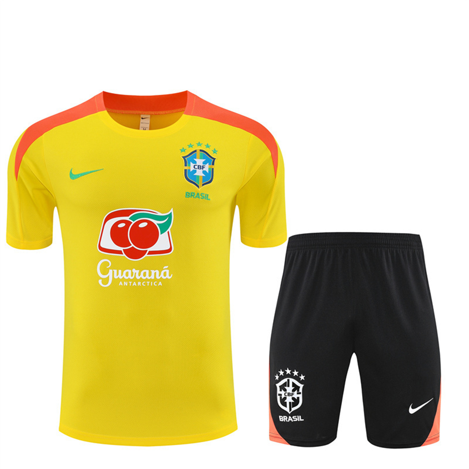 TKH-turbokithub-Brazil 25-26 Short-Sleeve Training Set - Yellow Top & Black Shorts