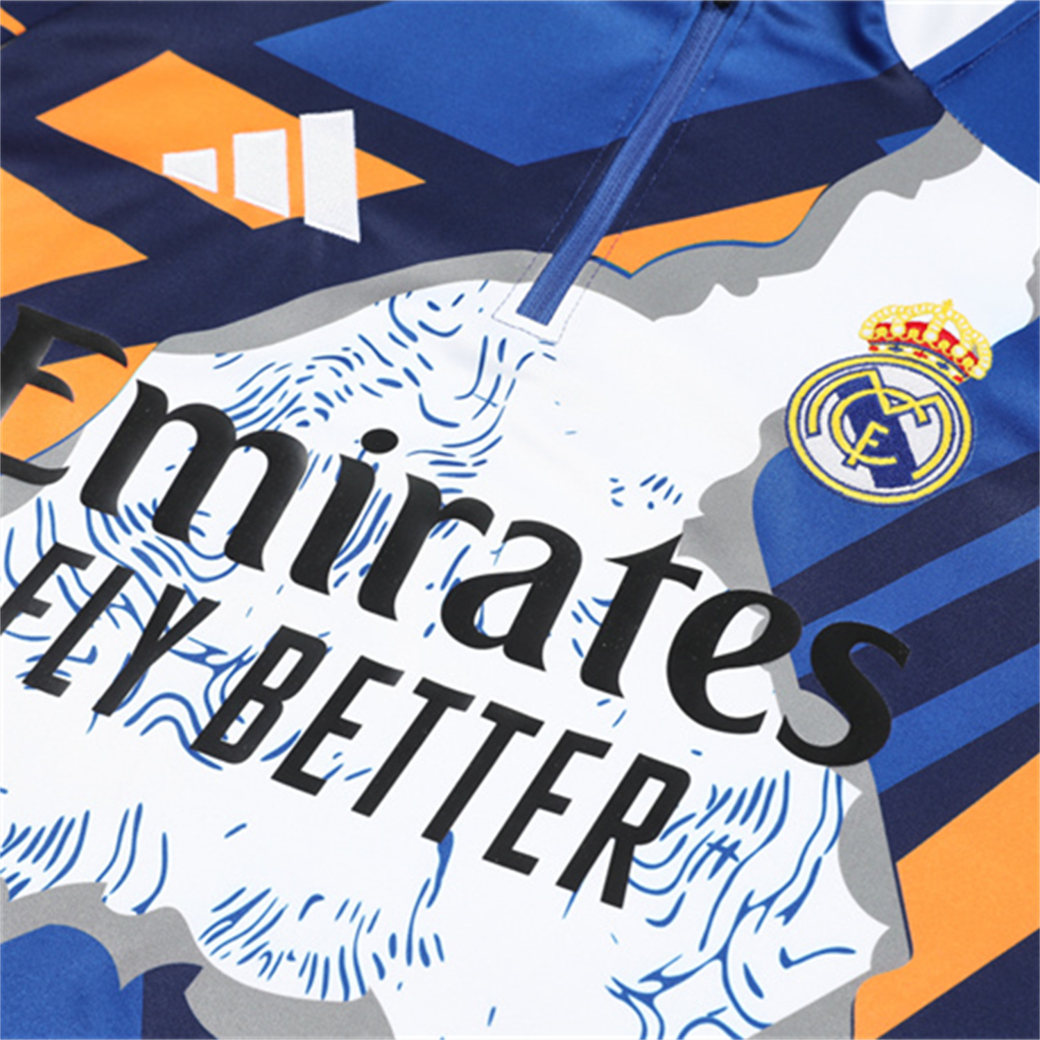 TKH-turbokithub-Real Madrid 25-26 Long Sleeve Training Set - Yellow, White and Blue Camouflage Top and Black Pants