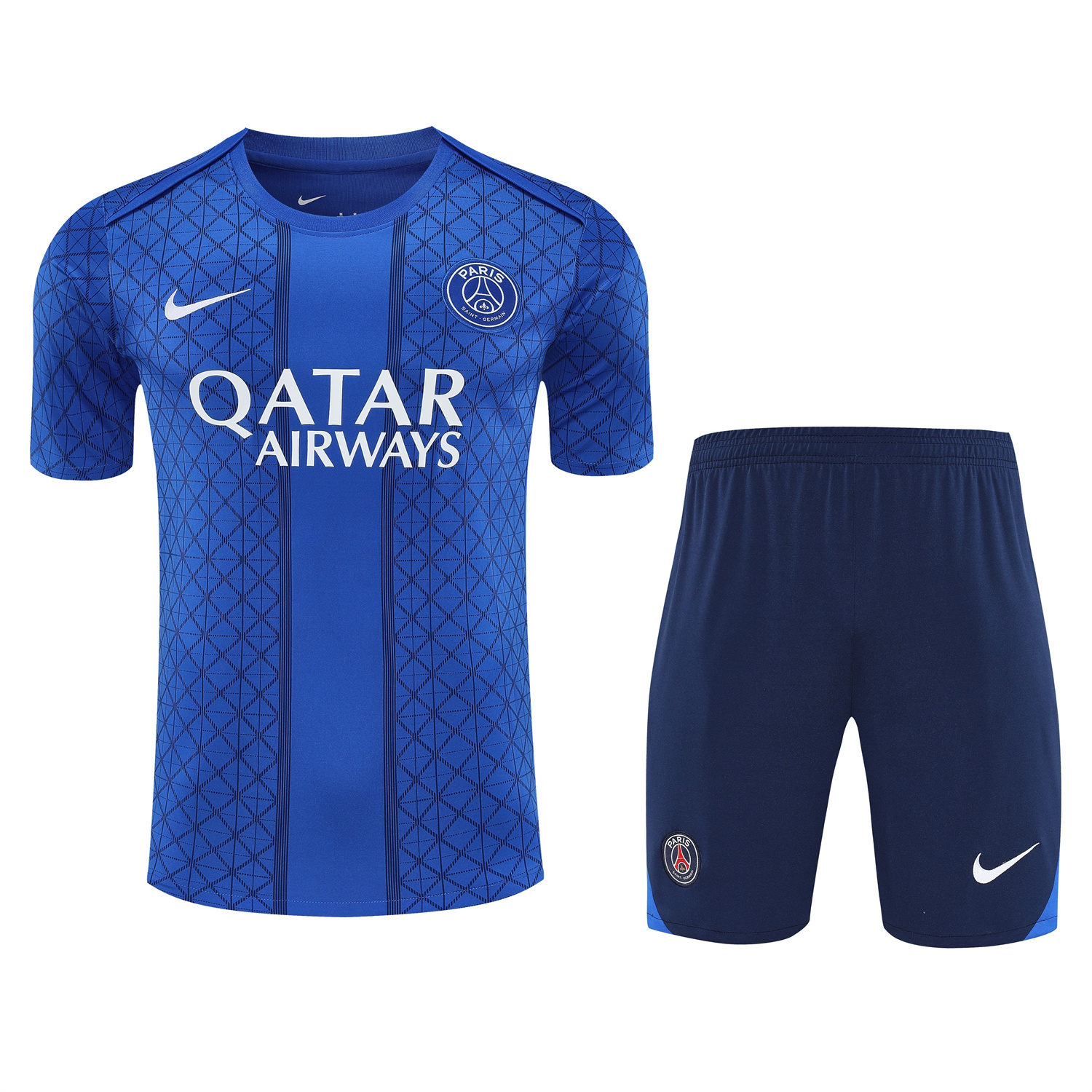 TKH-turbokithub-Paris Saint-Germain PSG 25-26 Short-Sleeve Training Set - Blue Top & Deep Blue Shorts