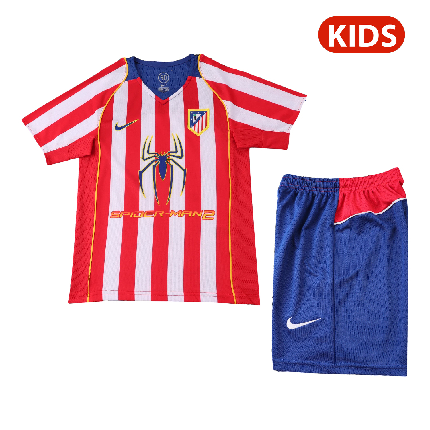 TKH-turbokithub-Retro Atletico Madrid 2004-05 Home S.p.i.d.e.r M.a.n Special Kids Kit
