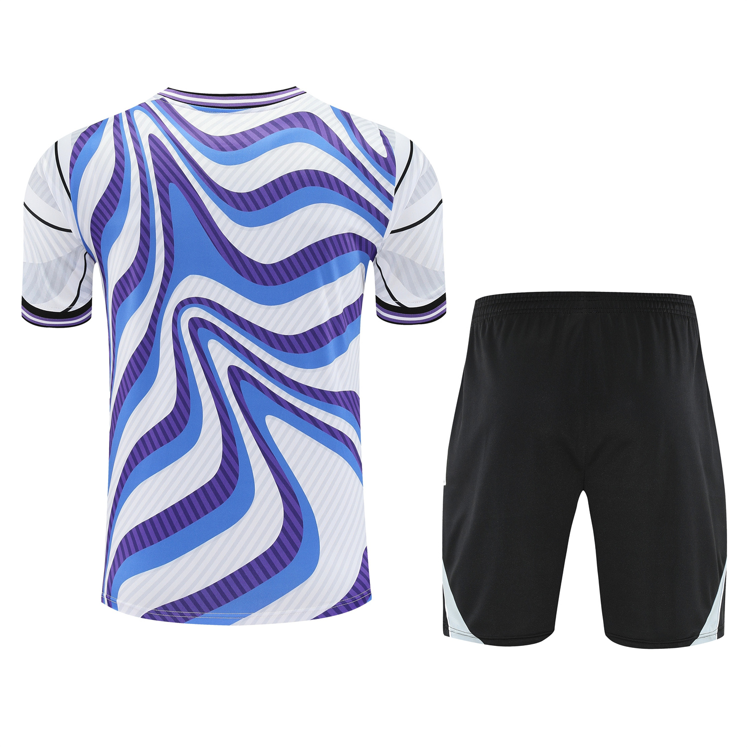 TKH-turbokithub-Real Madrid 25-26 Short-Sleeve Training Set - Blue Purple Curve Pattern Top & Black Shorts