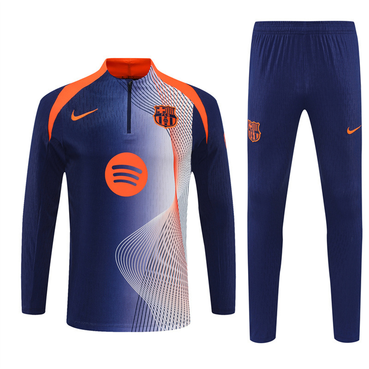TKH-turbokithub-Barcelona 25-26 Long Sleeve Training Set - Red Blue Line Top & Blue Pants