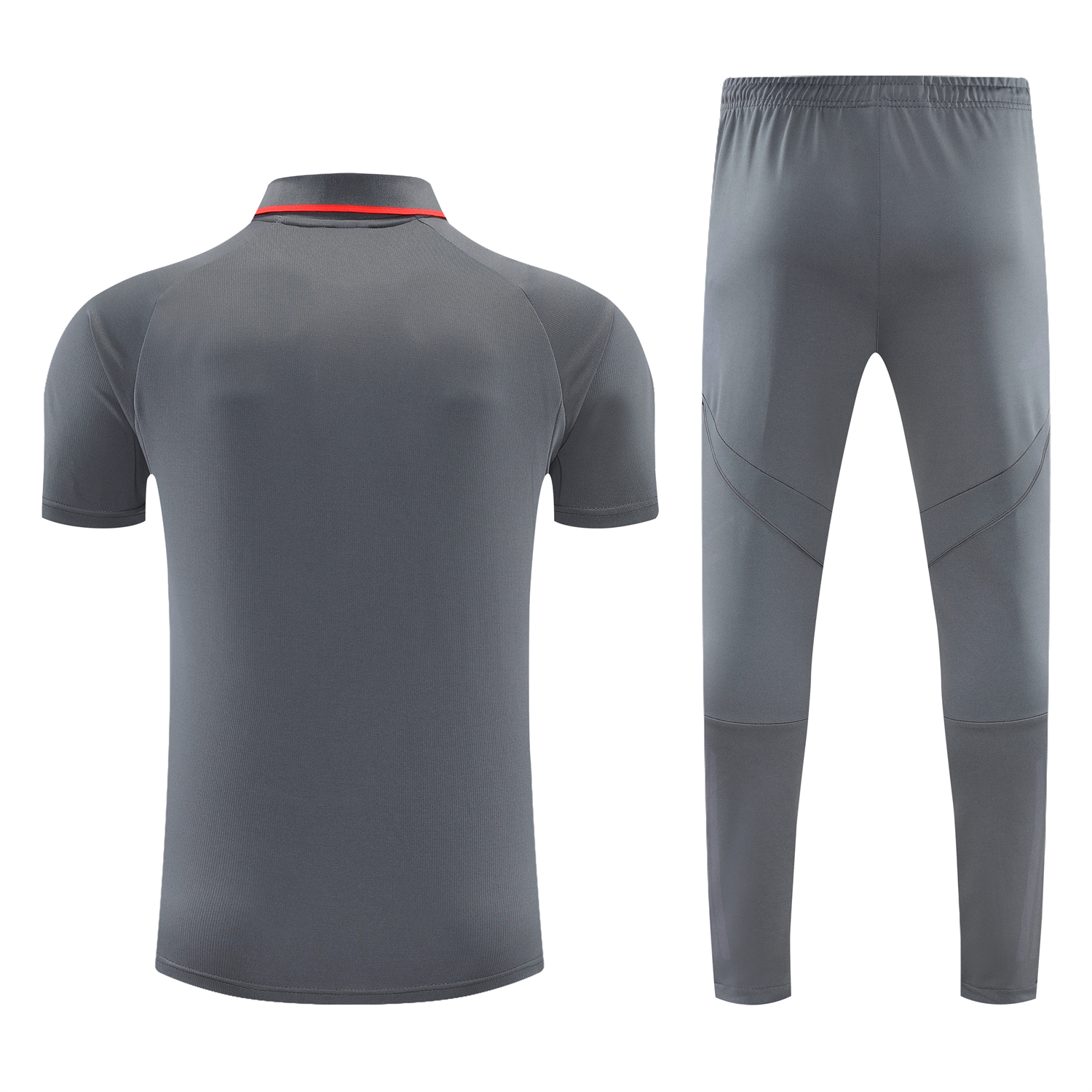 TKH-turbokithub-Bayern Munich 25-26 POLO Short-Sleeve Training Set - Deep Grey With Red Top and Pants