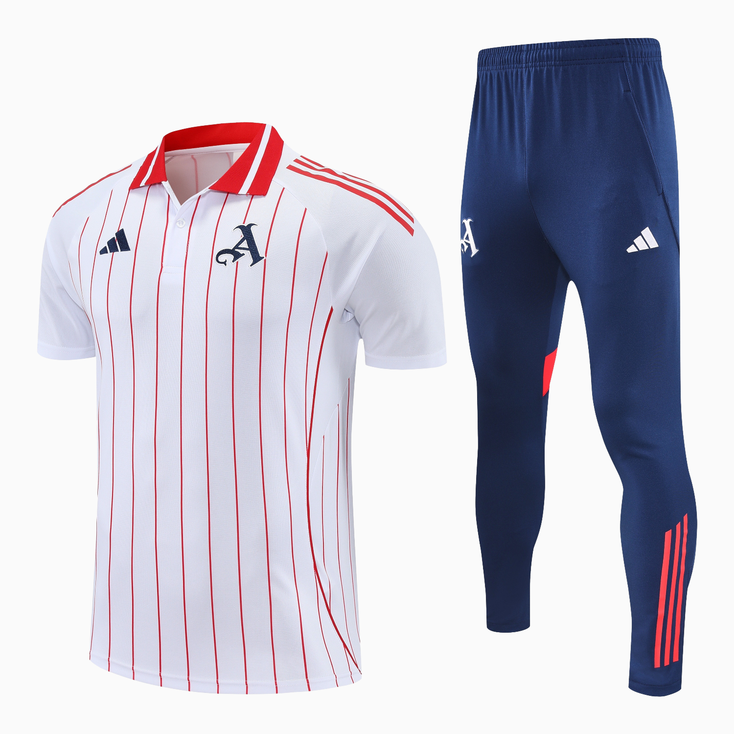TKH-turbokithub-Arsenal 25-26 POLO Short-Sleeve Training Set - White Top and Deep Blue Pants