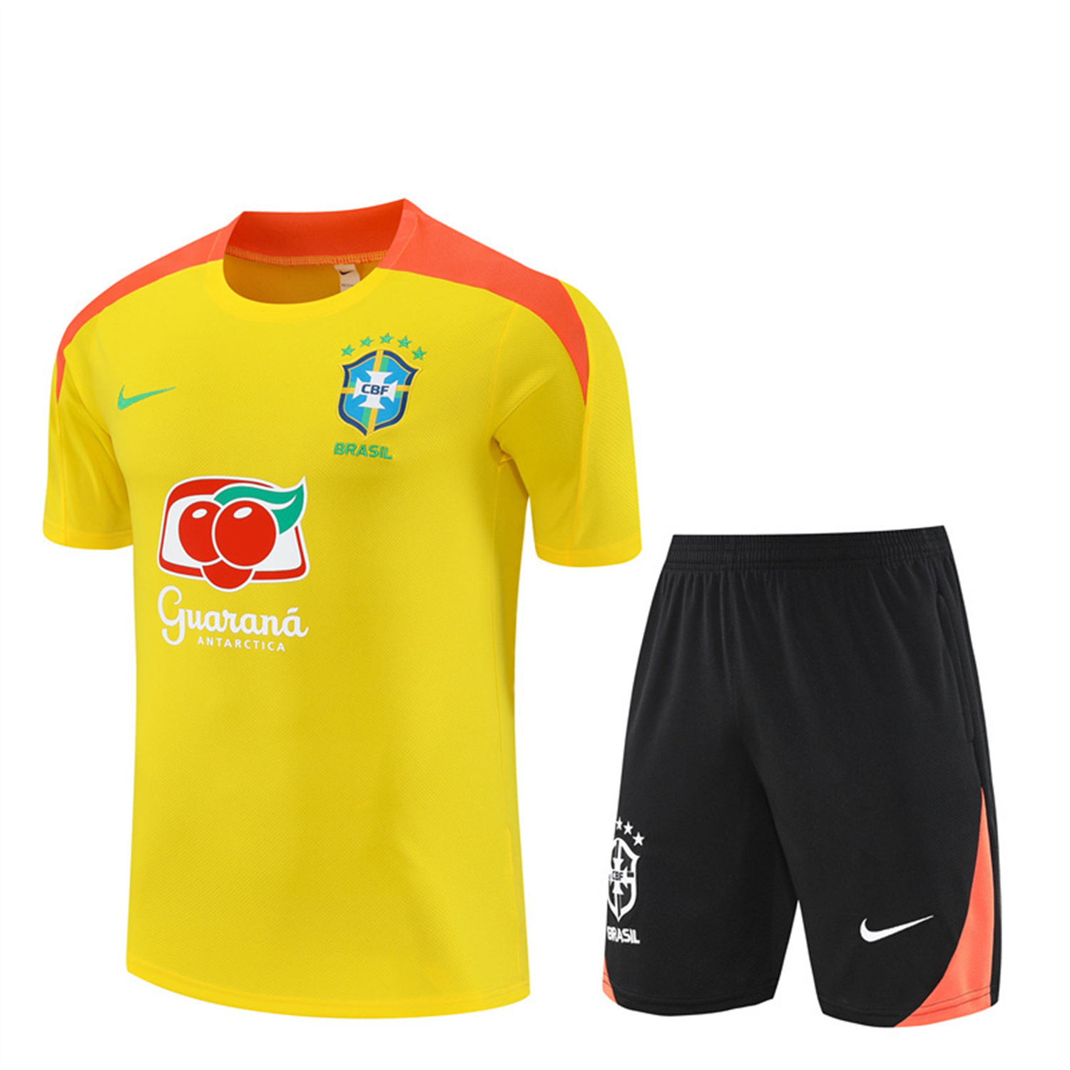 TKH-turbokithub-Brazil 25-26 Short-Sleeve Training Set - Yellow Top & Black Shorts